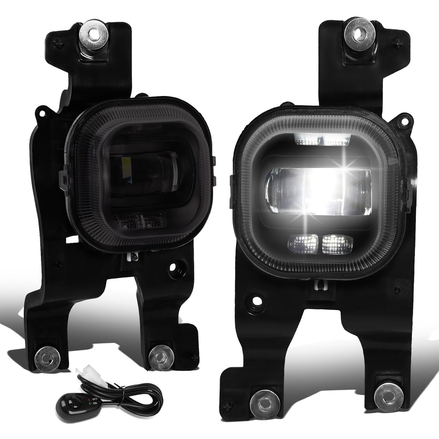 FAROS DE NIEBLA 08-10 FORD F-250, F-350, F-450, F-550 SUPER DUTY - PROJECTOR LED - WITH SWITCH, BLACK BEZEL - SMOKE