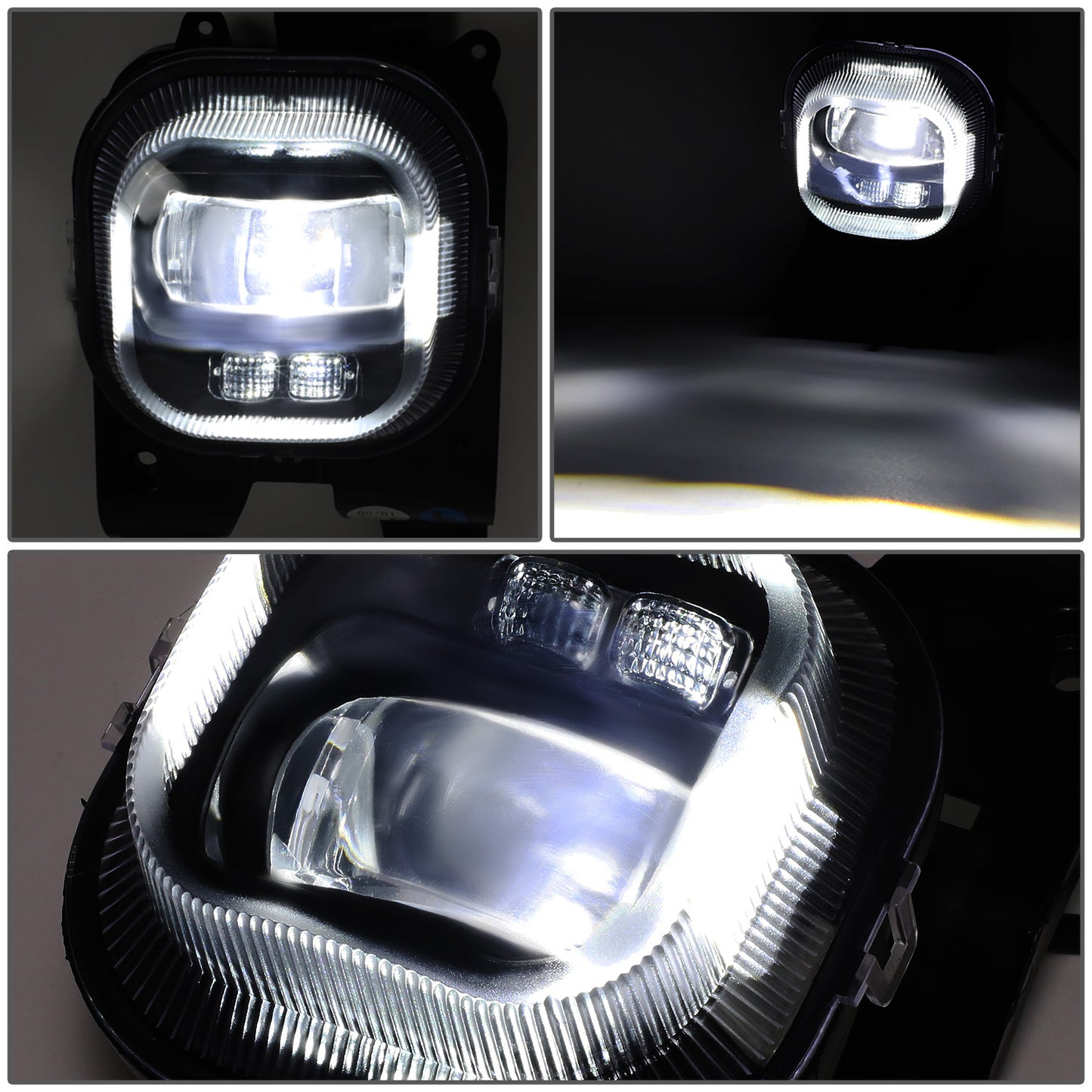 FAROS DE NIEBLA 08-10 FORD F-250, F-350, F-450, F-550 SUPER DUTY - PROJECTOR LED - WITH SWITCH, BLACK BEZEL - SMOKE