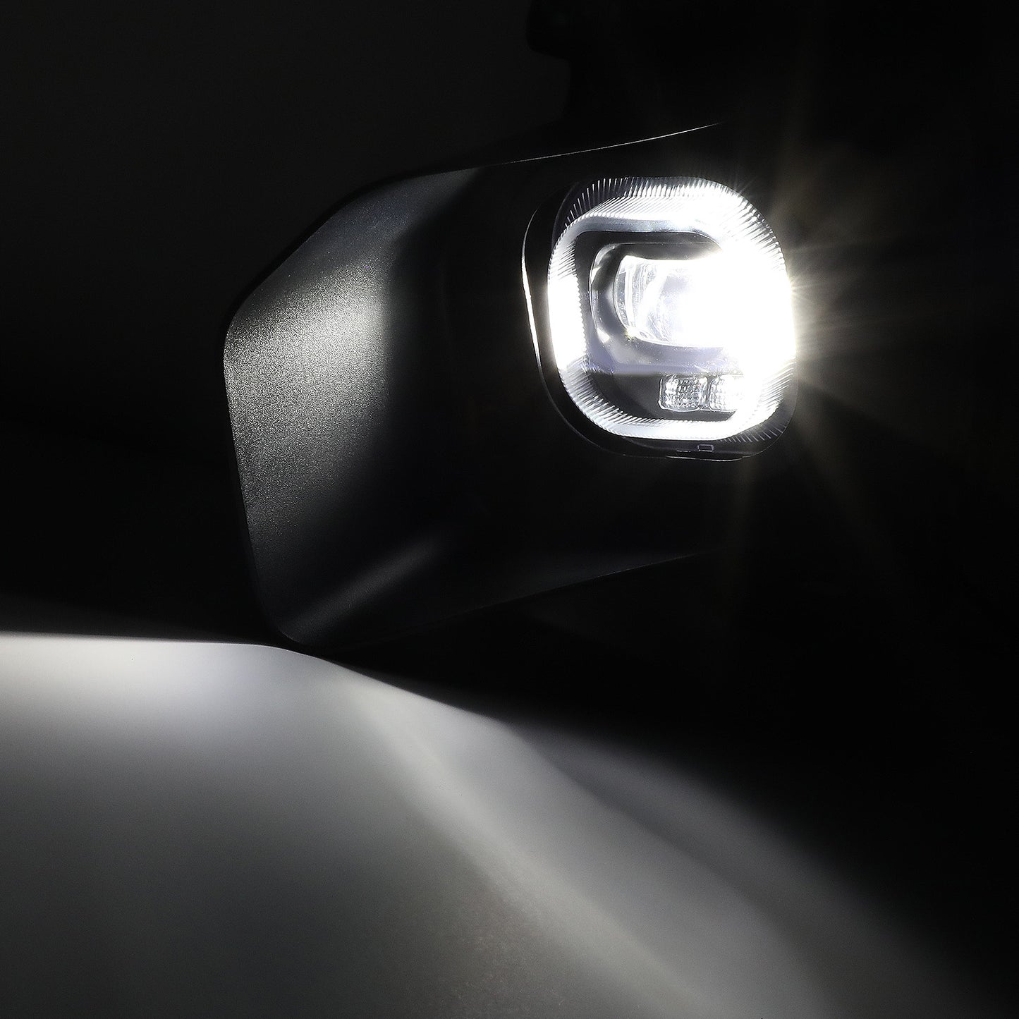 FAROS DE NIEBLA 11-16 FORD F-250, F-350, F-450, F-550 SUPER DUTY - PROJECTOR LED - WITH SWITCH, BLACK BEZEL - CHROME / CLEAR