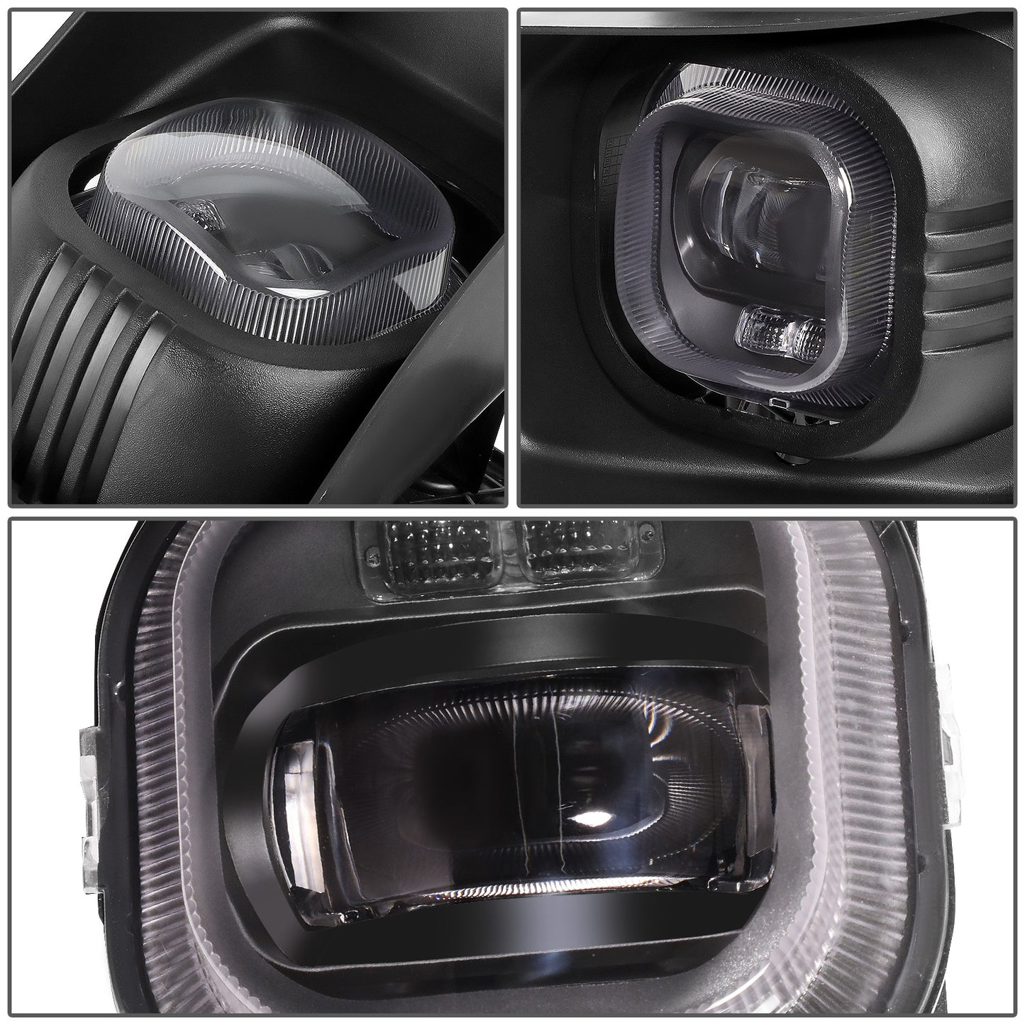 FAROS DE NIEBLA 11-16 FORD F-250, F-350, F-450, F-550 SUPER DUTY - PROJECTOR LED - WITH SWITCH, BLACK BEZEL - CHROME / CLEAR