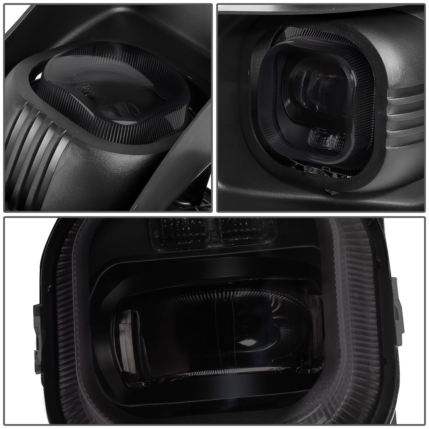 FAROS DE NIEBLA 11-16 FORD F-250, F-350, F-450, F-550 SUPER DUTY - PROJECTOR LED - WITH SWITCH, BLACK BEZEL - SMOKE