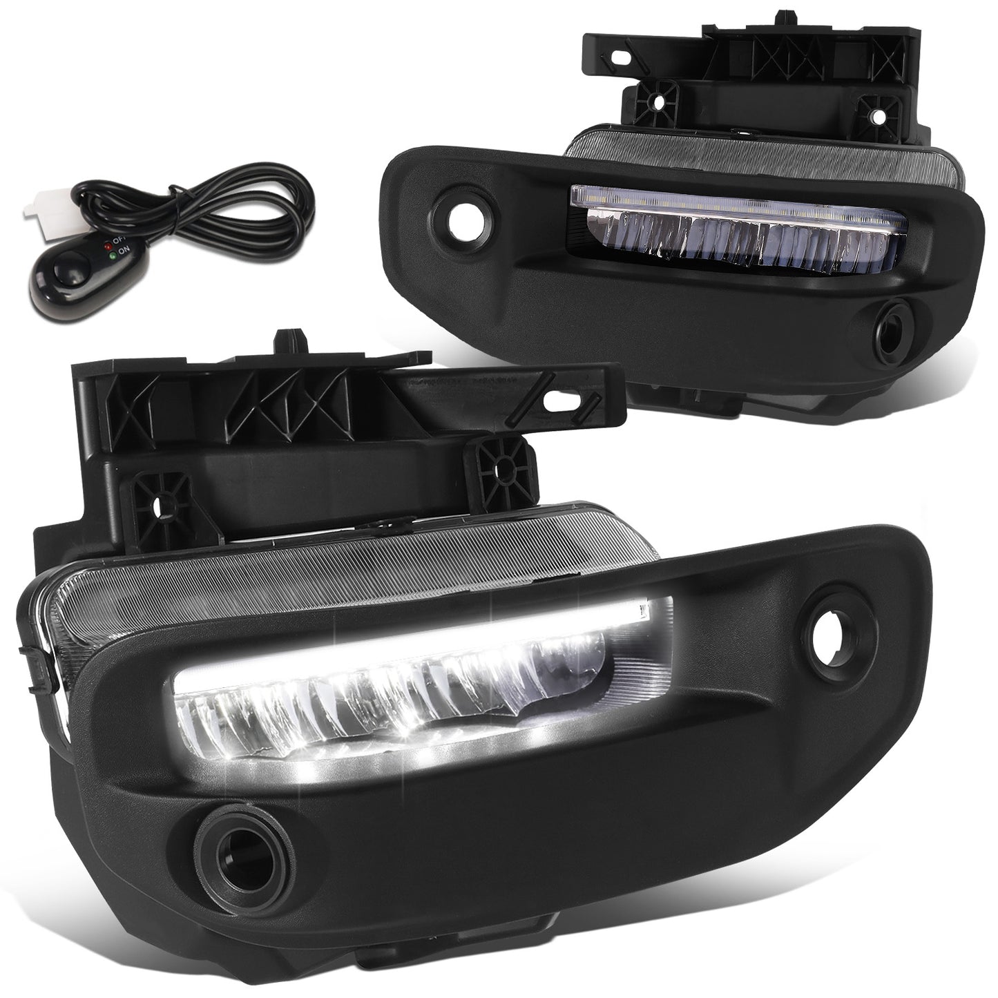 FAROS DE NIEBLA 19-22 RAM 1500 - FITS BIG HORN, HFE, LARAMIE, LIMITED, LIMITED LONGHORN, LONE STAR, REBEL, TRX, TRADESMAN - WILL FIT MODELS WITH PARKING SENSORS ONLY - LED DRL - CHROME / CLEAR
