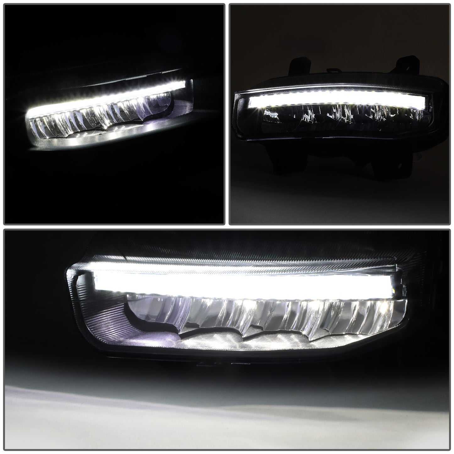 FAROS DE NIEBLA 19-22 RAM 1500 - FITS BIG HORN, HFE, LARAMIE, LIMITED, LIMITED LONGHORN, LONE STAR, REBEL, TRX, TRADESMAN - WILL FIT MODELS WITH PARKING SENSORS ONLY - LED DRL - CHROME / CLEAR