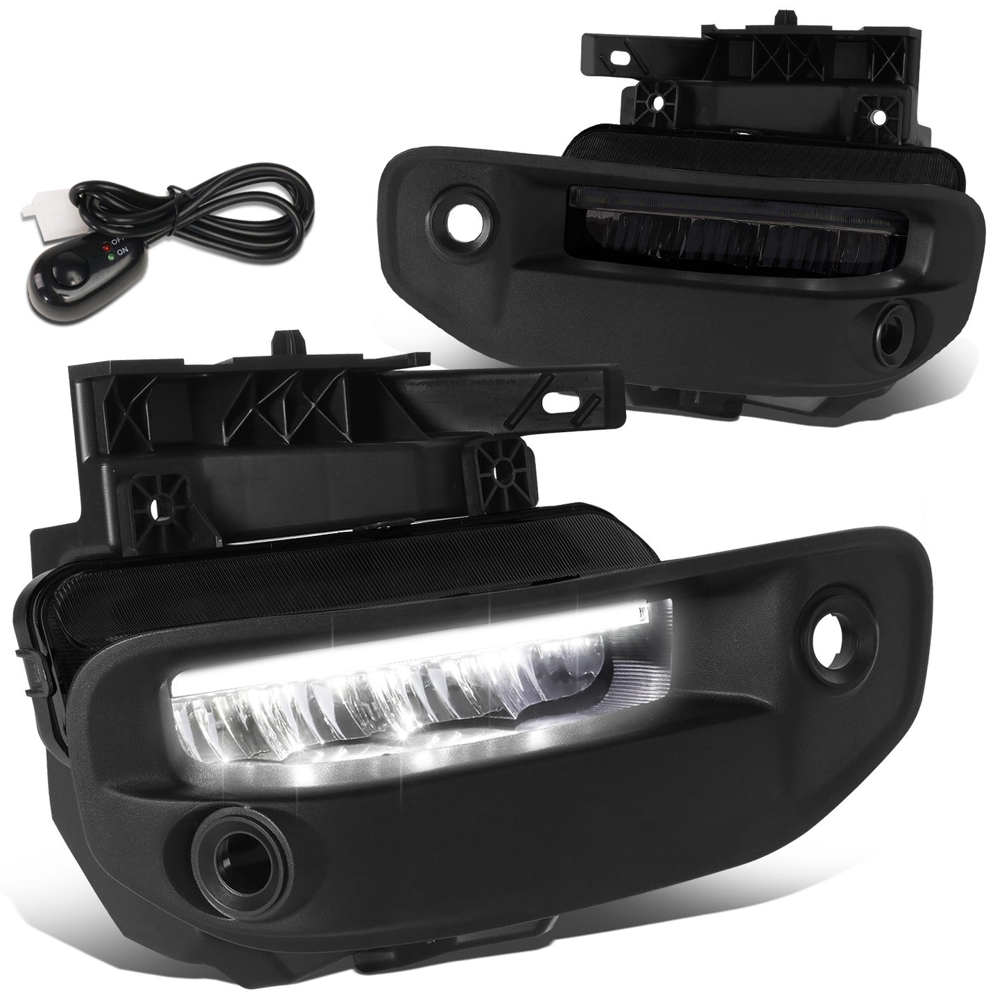 FAROS DE NIEBLA 19-22 RAM 1500 - FITS BIG HORN, HFE, LARAMIE, LIMITED, LIMITED LONGHORN, LONE STAR, REBEL, TRX, TRADESMAN - WILL FIT MODELS WITH PARKING SENSORS ONLY - LED DRL - SMOKED