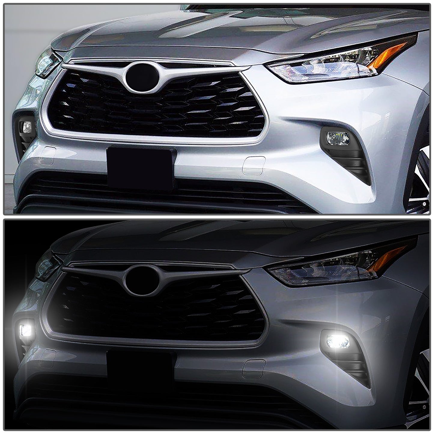 FAROS DE NIEBLA 20-22 TOYOTA HIGHLANDER - LED - WITH SWITCH, WIRING - CHROME / CLEAR