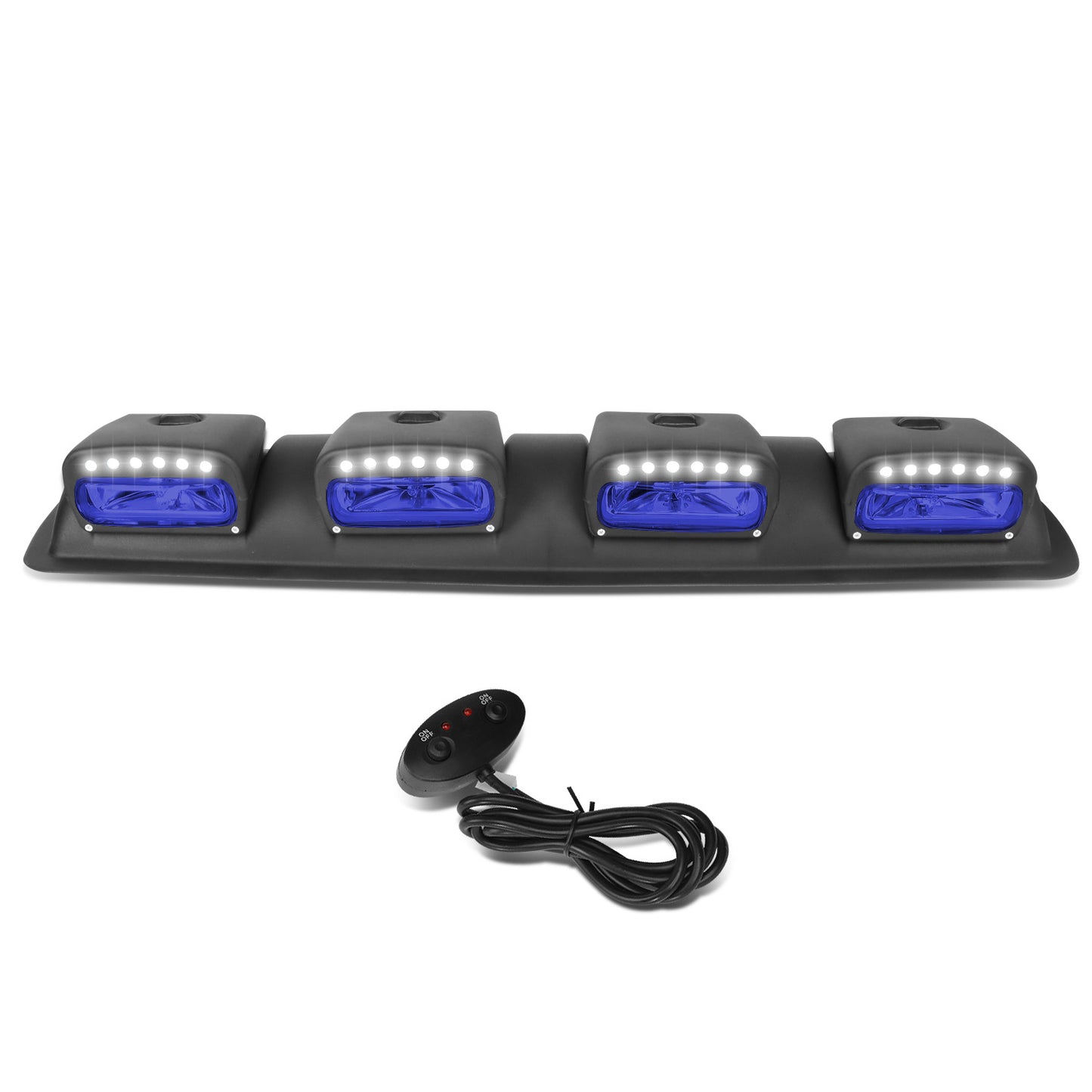 FAROS DE NIEBLA ROOF MOUNTED - 38" X 9" X 4" - UNIVERSAL - H3 BULB - 24PCS LED - WITH SWITCH, WIRING - BLUE