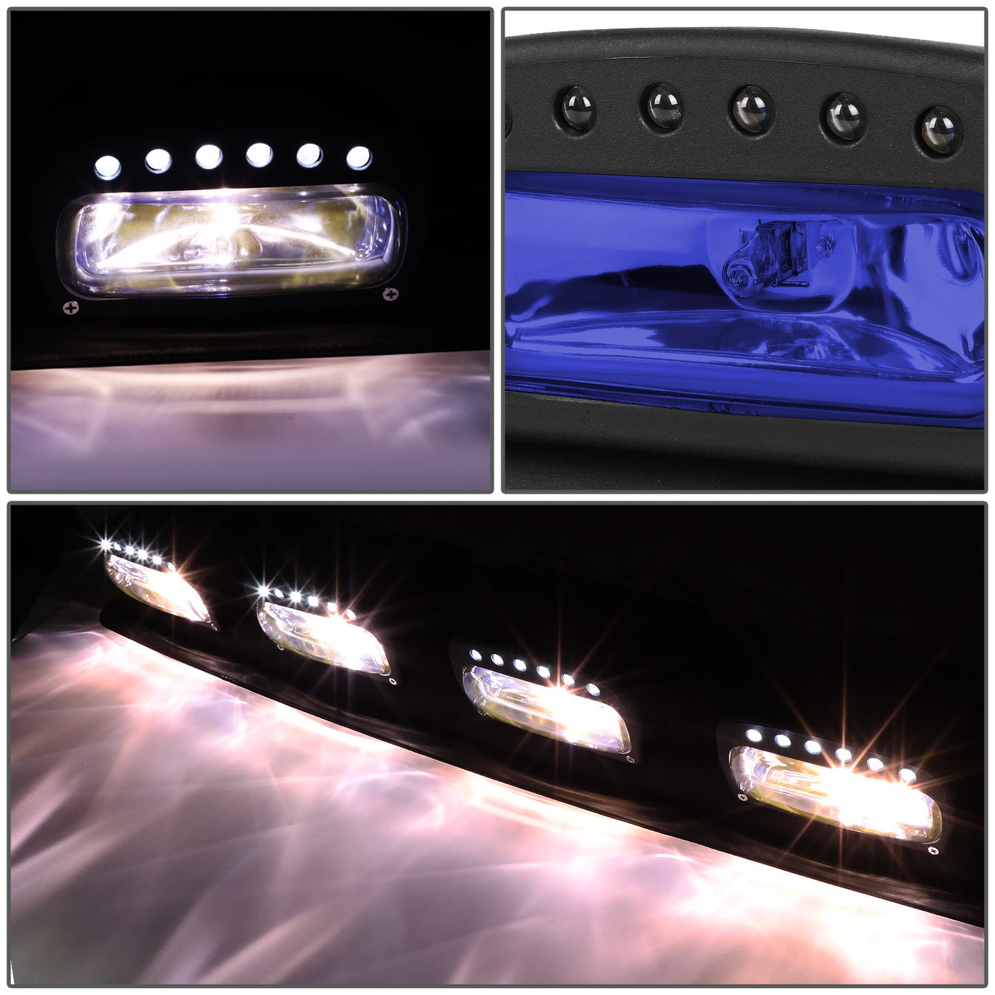 FAROS DE NIEBLA ROOF MOUNTED - 38" X 9" X 4" - UNIVERSAL - H3 BULB - 24PCS LED - WITH SWITCH, WIRING - BLUE