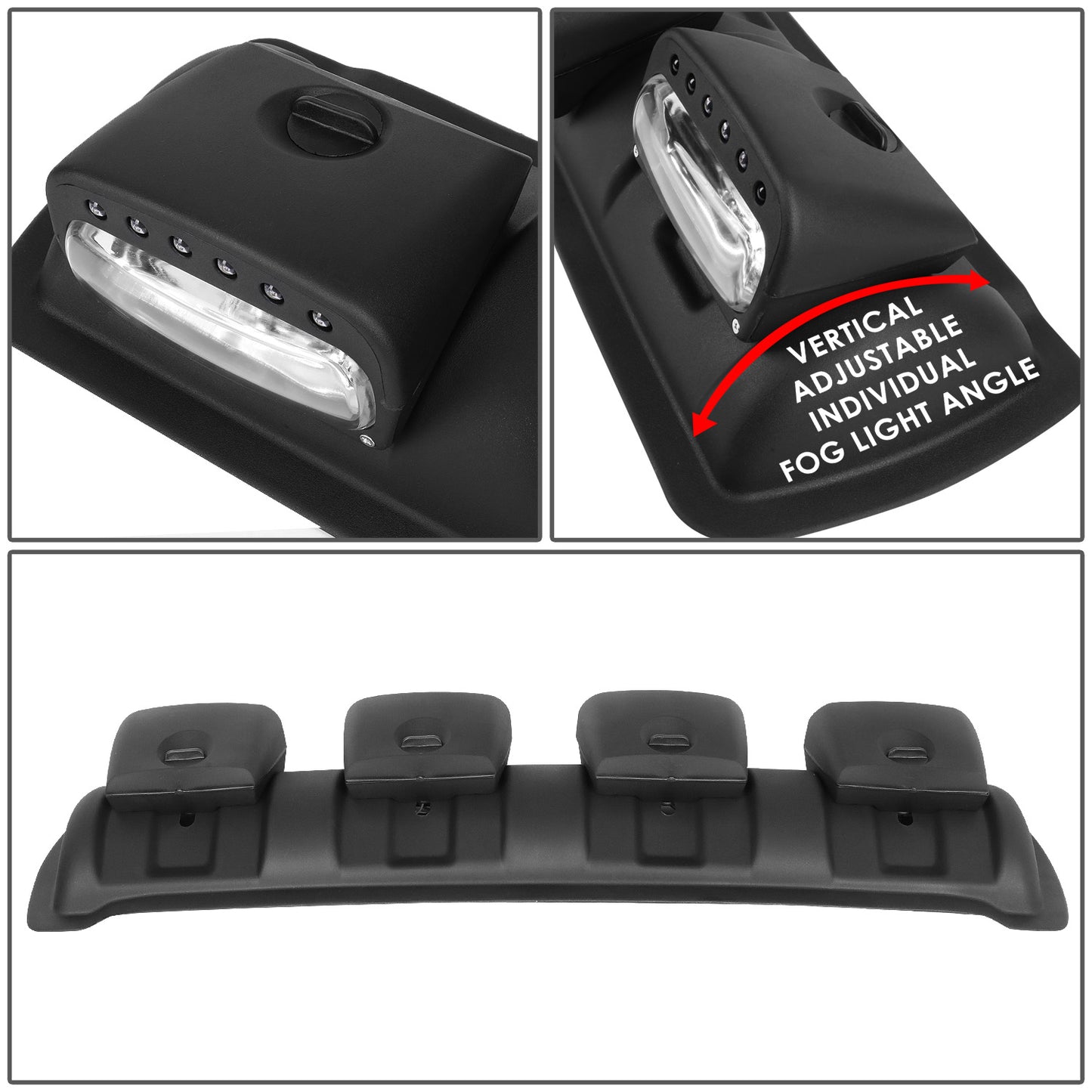 FAROS DE NIEBLA ROOF MOUNTED - 38" X 9" X 4" - UNIVERSAL - H3 BULB - 24PCS LED - WITH SWITCH, WIRING - CLEAR