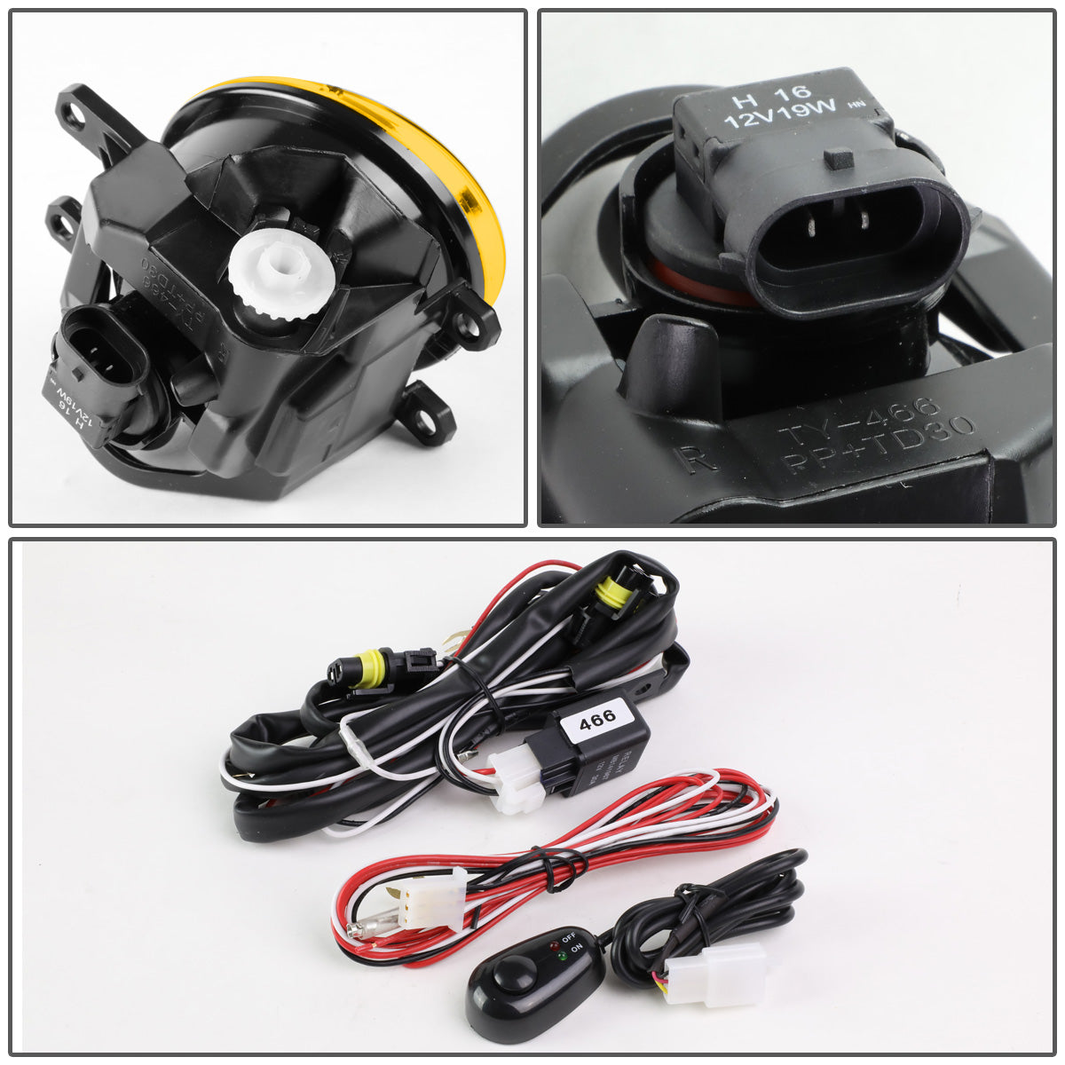FAROS DE NIEBLA 15-16 TOYOTA RAV4 / 14-15 4RUNNER, LEXUS CT200H, GS350, IS250, IS350, RX350, RX450H / 14-16 COROLLA / 13-15 LEXUS ES300H / 14-18 HIGHLANDER / 12-15 PRIUS / 12-14 PRIUS C / 15-18 TACOMA / 13-16 TUNDRA - WITH SWITCH - H16 BULB - AMBER