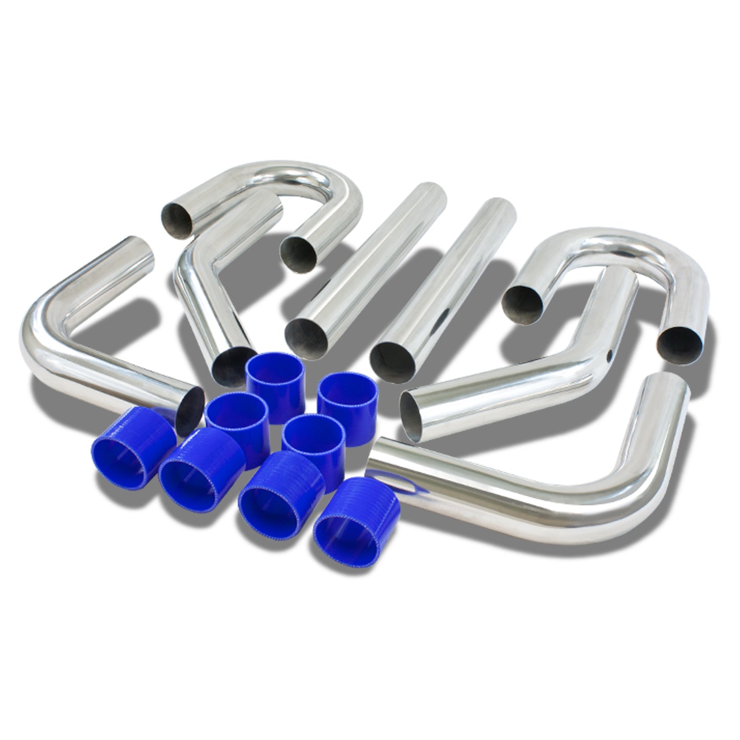TUBERIA INTERCOOLER UNIVERSAL INTERCOOLER PIPING - ALUMINUM - 2.5" - 8PC - PIPES / HOSES / CLAMPS - J14-4 / J19-4 / J8-4 / MA1-1-3