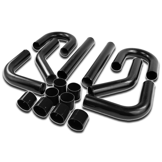 TUBERIA INTERCOOLER UNIVERSAL INTERCOOLER PIPING - ALUMINUM - 2.5" - 8PC - PIPES / HOSES / CLAMPS - BLACK - J14-4 / ZD5-3 / ZA8-2 / J12-5 / K13-3