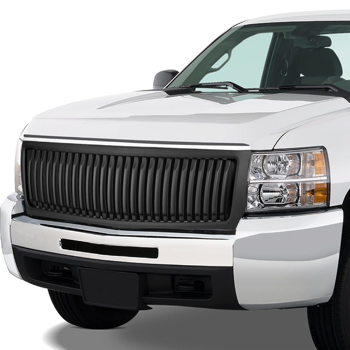 PARRILLA GRILLE - 07-13 CHEVY SILVERADO 1500 - BADGELESS FENCE - MATTE BLACK