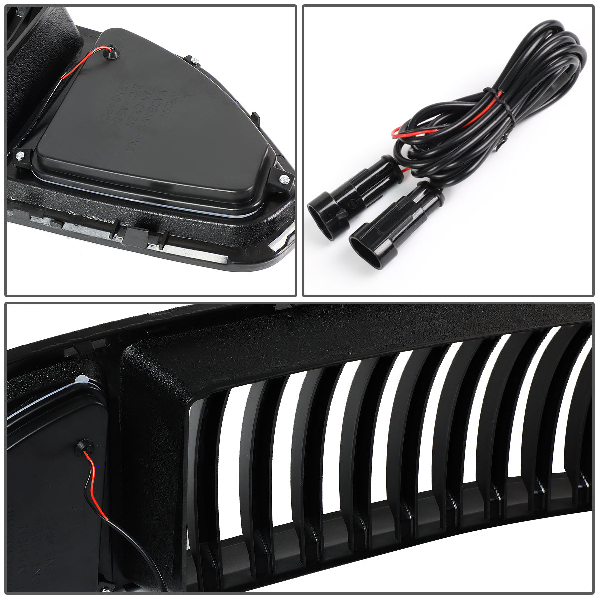 PARRILLA GRILLE - 15-17 FORD MUSTANG - BADGELESS VERTICAL STYLE - W/ LED LIGHT - BLACK