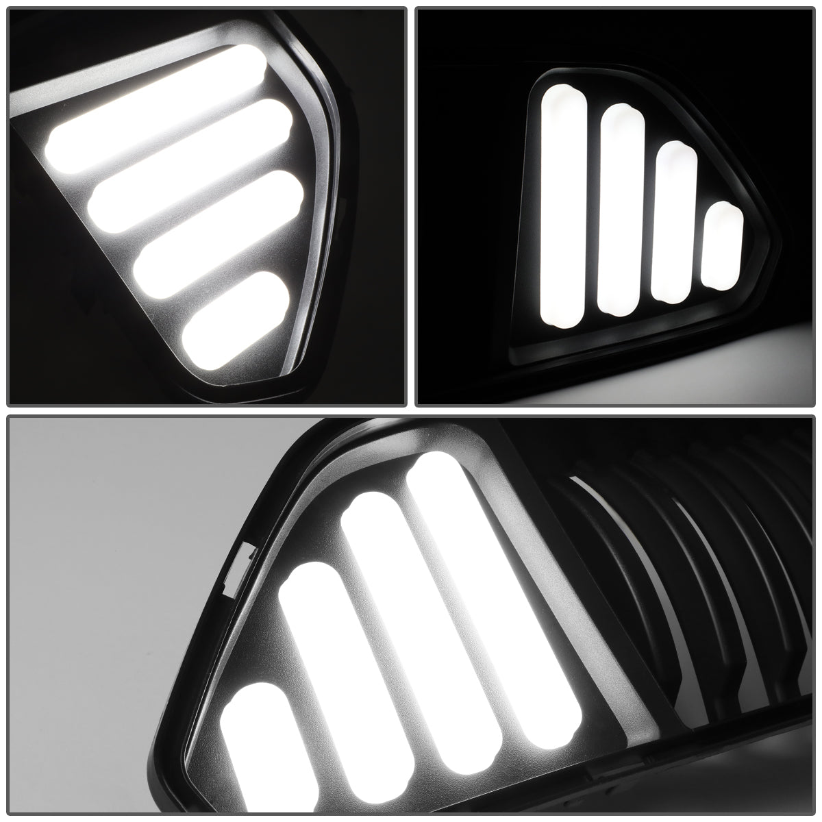 PARRILLA GRILLE - 15-17 FORD MUSTANG - BADGELESS VERTICAL STYLE - W/ LED LIGHT - BLACK
