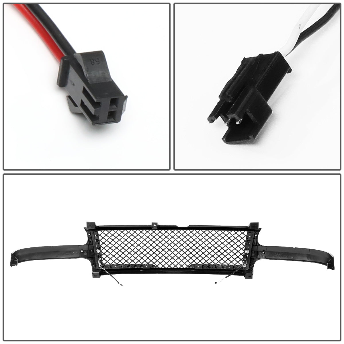 PARRILLA GRILLE - 99-02 CHEVY SILVERADO 1500, 2500 / 00-06 CHEVY SUBURBAN 1500, SUBURBAN 2500, TAHOE - HONEYCOMB MESH - W/ LED DRL LIGHT - LED'S REQUIRE WIRING INTO EXISTING LIGHTING - BLACK