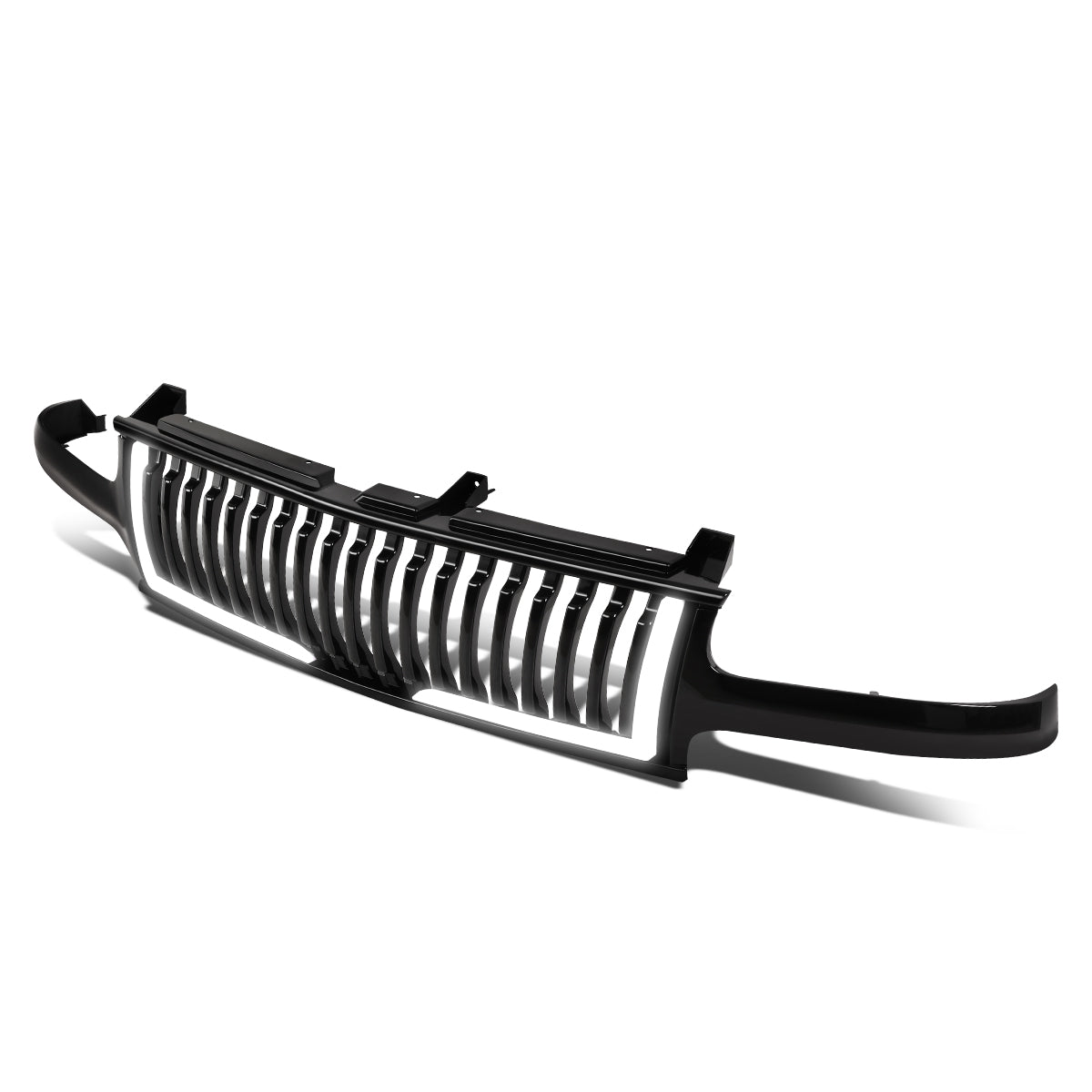 PARRILLA GRILLE - 99-02 CHEVY SILVERADO 1500, 2500 / 00-06 CHEVY SUBURBAN 1500, SUBURBAN 2500, TAHOE - VERTICAL FENCE STYLE - W/ LED DRL LIGHT - LED'S REQUIRE WIRING INTO EXISTING LIGHTING - BLACK