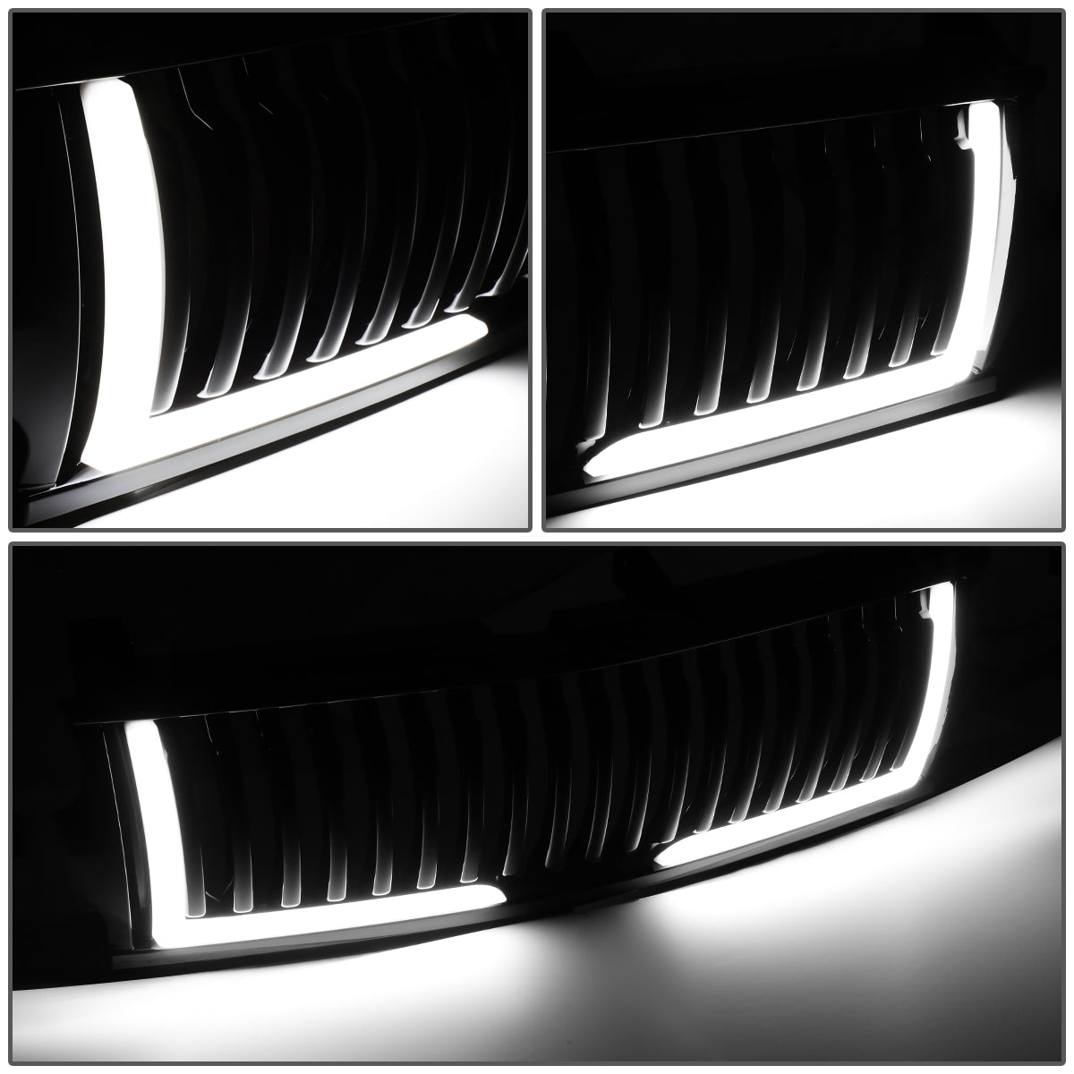 PARRILLA GRILLE - 99-02 CHEVY SILVERADO 1500, 2500 / 00-06 CHEVY SUBURBAN 1500, SUBURBAN 2500, TAHOE - VERTICAL FENCE STYLE - W/ LED DRL LIGHT - LED'S REQUIRE WIRING INTO EXISTING LIGHTING - BLACK
