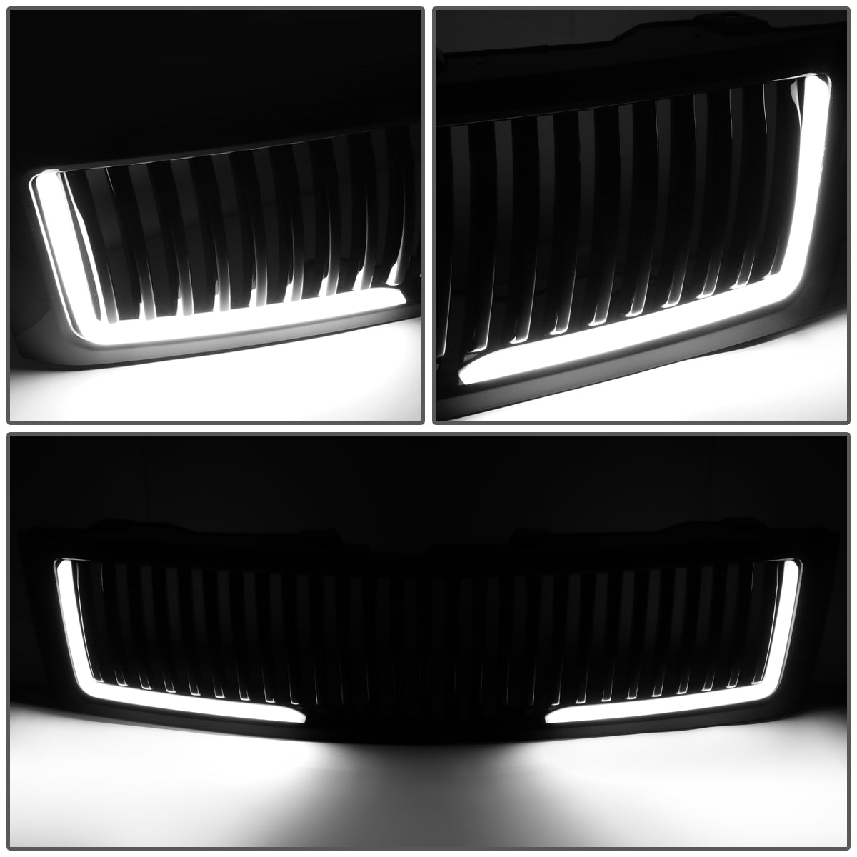 PARRILLA GRILLE - 07-13 CHEVY SILVERADO 1500 - VERTICAL FENCE STYLE - W/ LED DRL LIGHT - BLACK