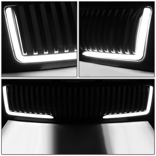 PARRILLA GRILLE - 07-13 CHEVY SILVERADO 1500 - VERTICAL SLAT STYLE - W / L-PATTERN LED LIGHT BAR - BLACK