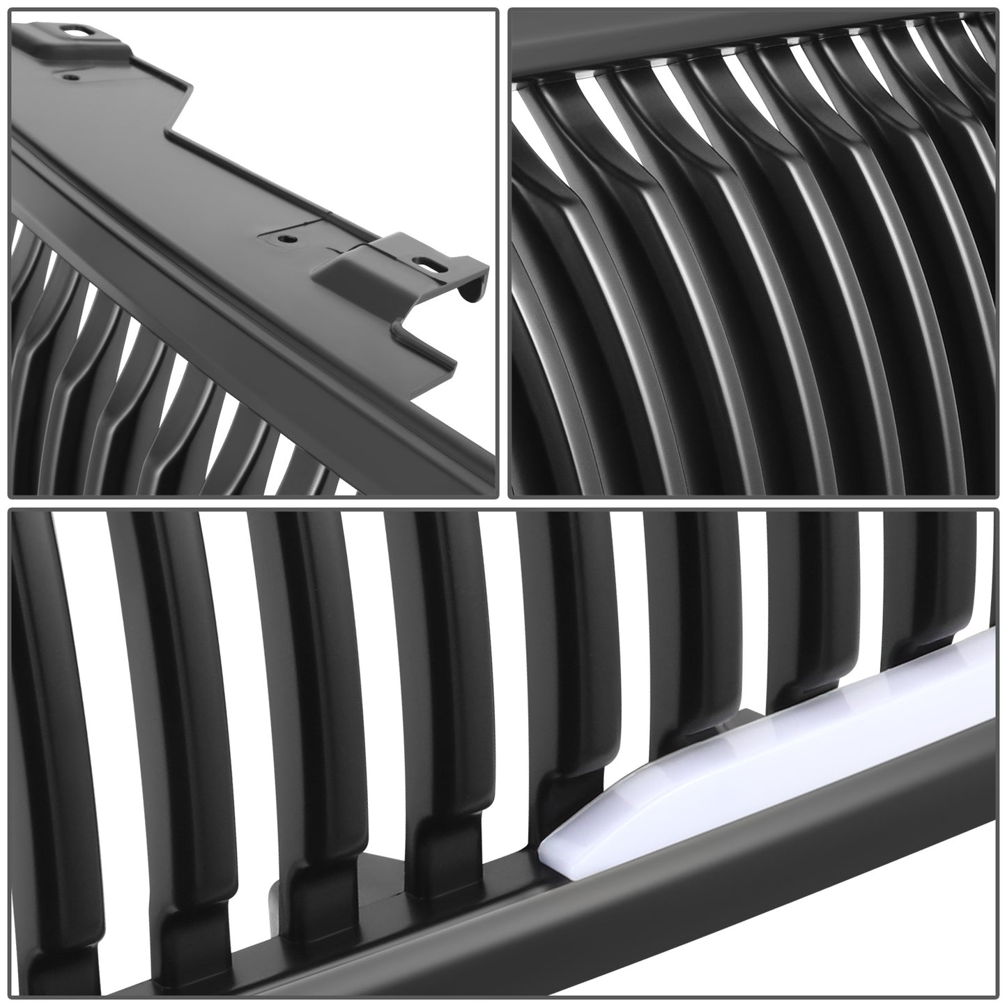 PARRILLA GRILLE - 07-13 CHEVY SILVERADO 1500 - VERTICAL SLAT STYLE - W / L-PATTERN LED LIGHT BAR - BLACK