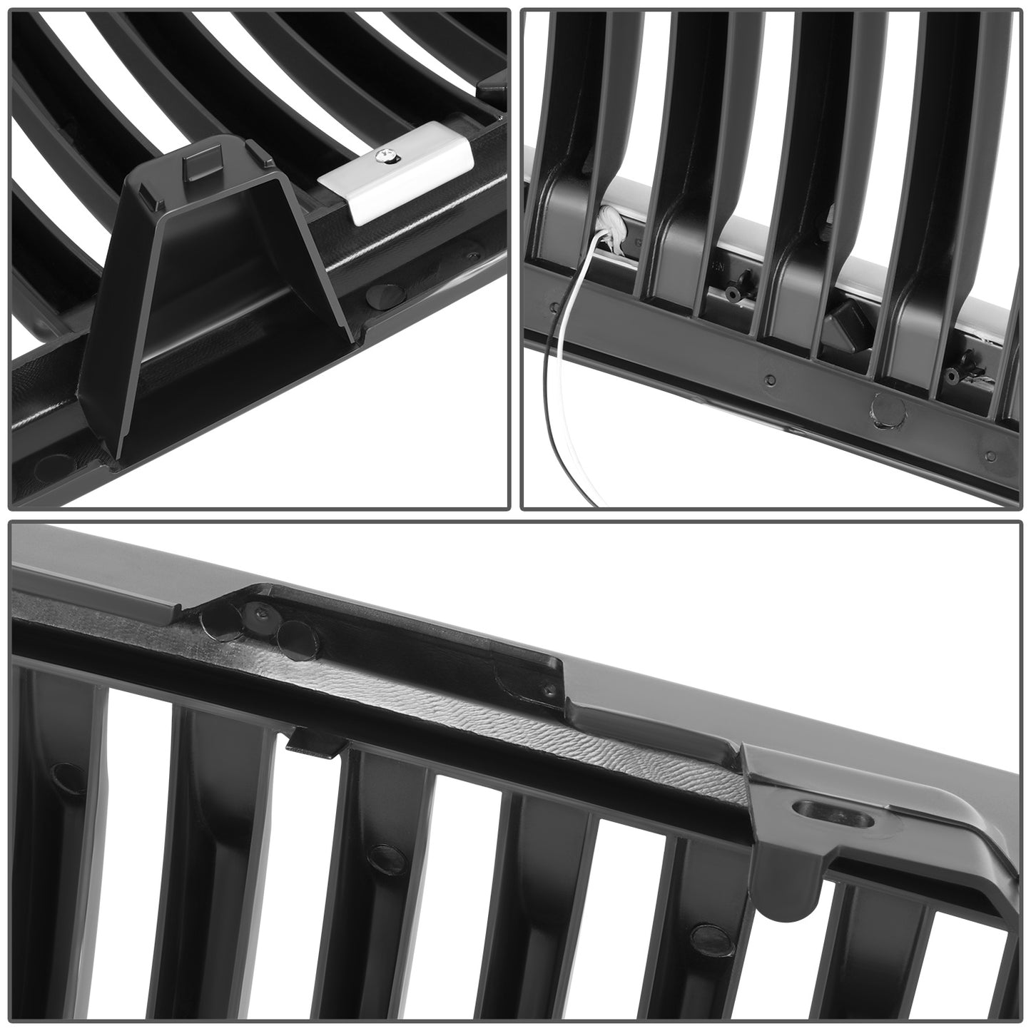 PARRILLA GRILLE - 07-13 CHEVY SILVERADO 1500 - VERTICAL SLAT STYLE - W / L-PATTERN LED LIGHT BAR - BLACK