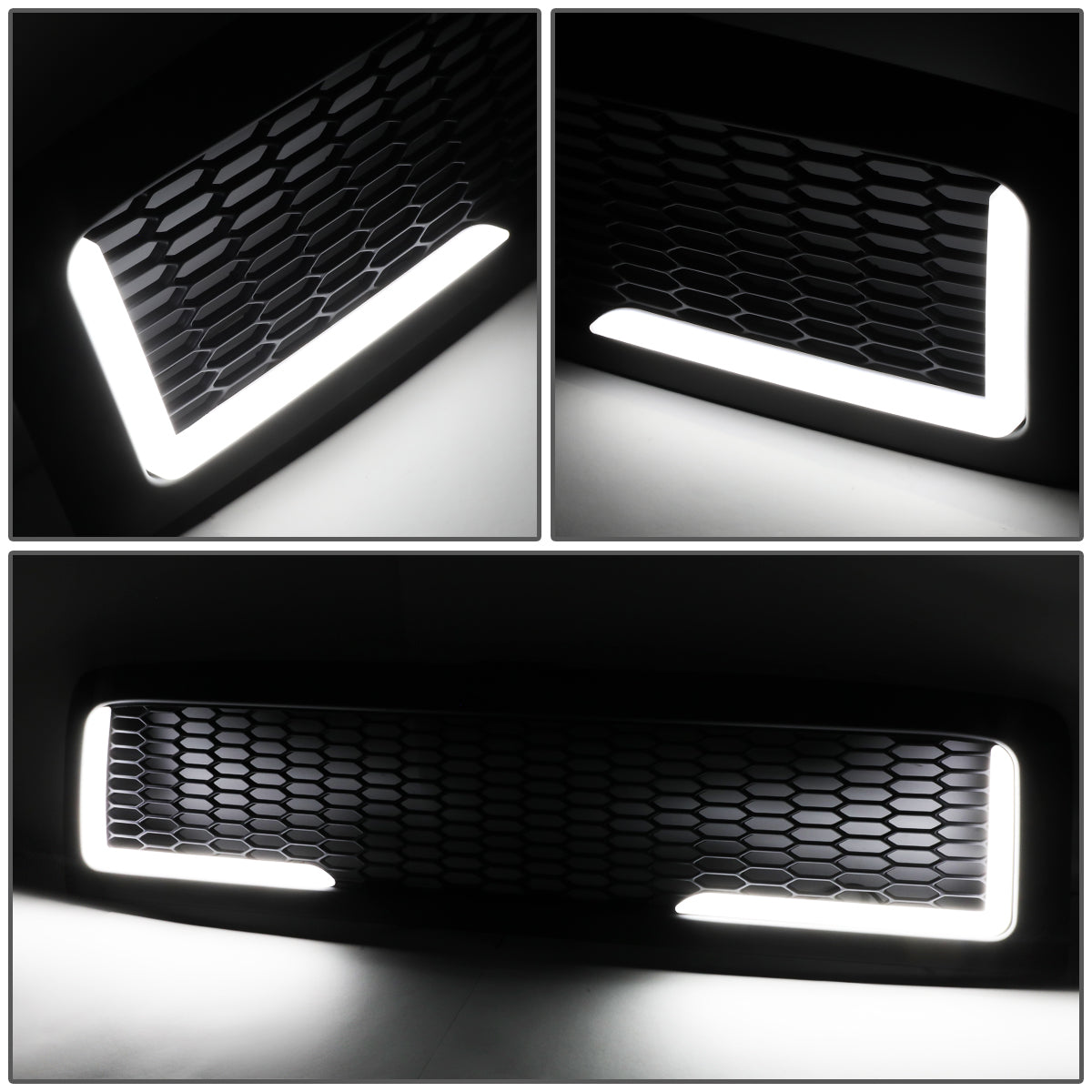 PARRILLA GRILLE - 94-01 DODGE RAM 1500 / 94-02 DODGE RAM 2500, 3500 - HONEYCOMB MESH - W/ LED DRL LIGHT - LED'S REQUIRE WIRING INTO EXISTING LIGHTING - BLACK