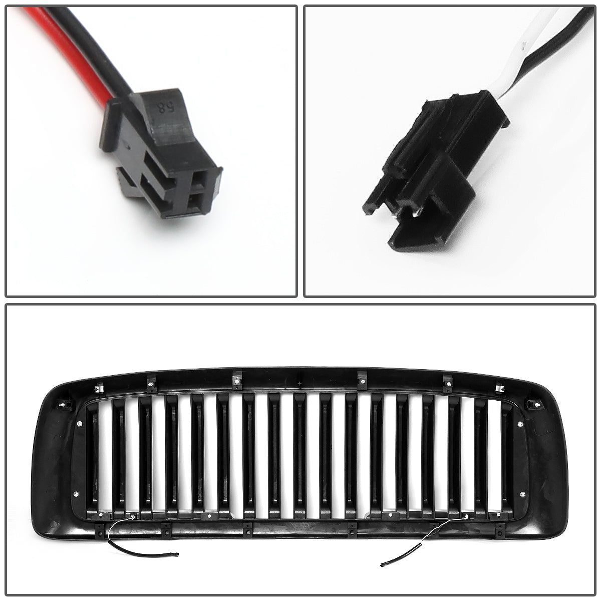 PARRILLA GRILLE - 02-05 DODGE RAM 1500 / 03-05 DODGE RAM 2500, 3500 - VERTICAL FENCE STYLE - W/ LED DRL LIGHT - LED'S REQUIRE WIRING INTO EXISTING LIGHTING - MATTE BLACK