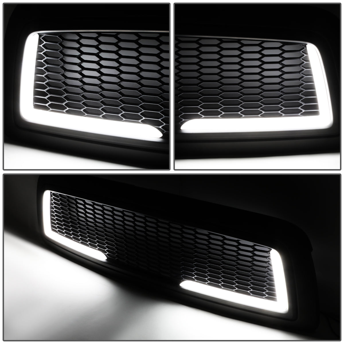 PARRILLA GRILLE - 09-12 DODGE RAM 1500 - HONEYCOMB MESH - W/ LED DRL LIGHT - LED'S REQUIRE WIRING INTO EXISTING LIGHTING - MATTE BLACK