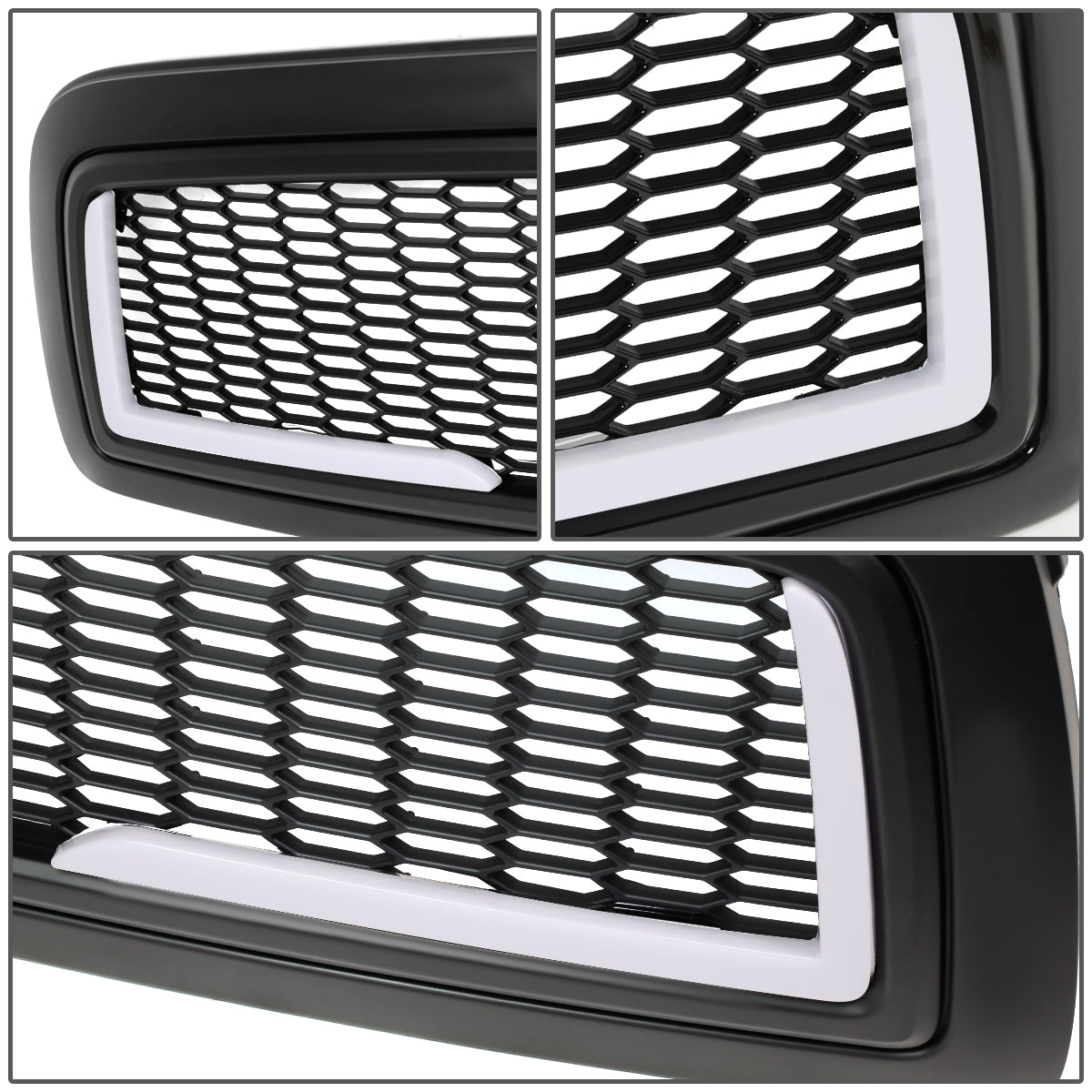 PARRILLA GRILLE - 09-12 DODGE RAM 1500 - HONEYCOMB MESH - W/ LED DRL LIGHT - LED'S REQUIRE WIRING INTO EXISTING LIGHTING - MATTE BLACK