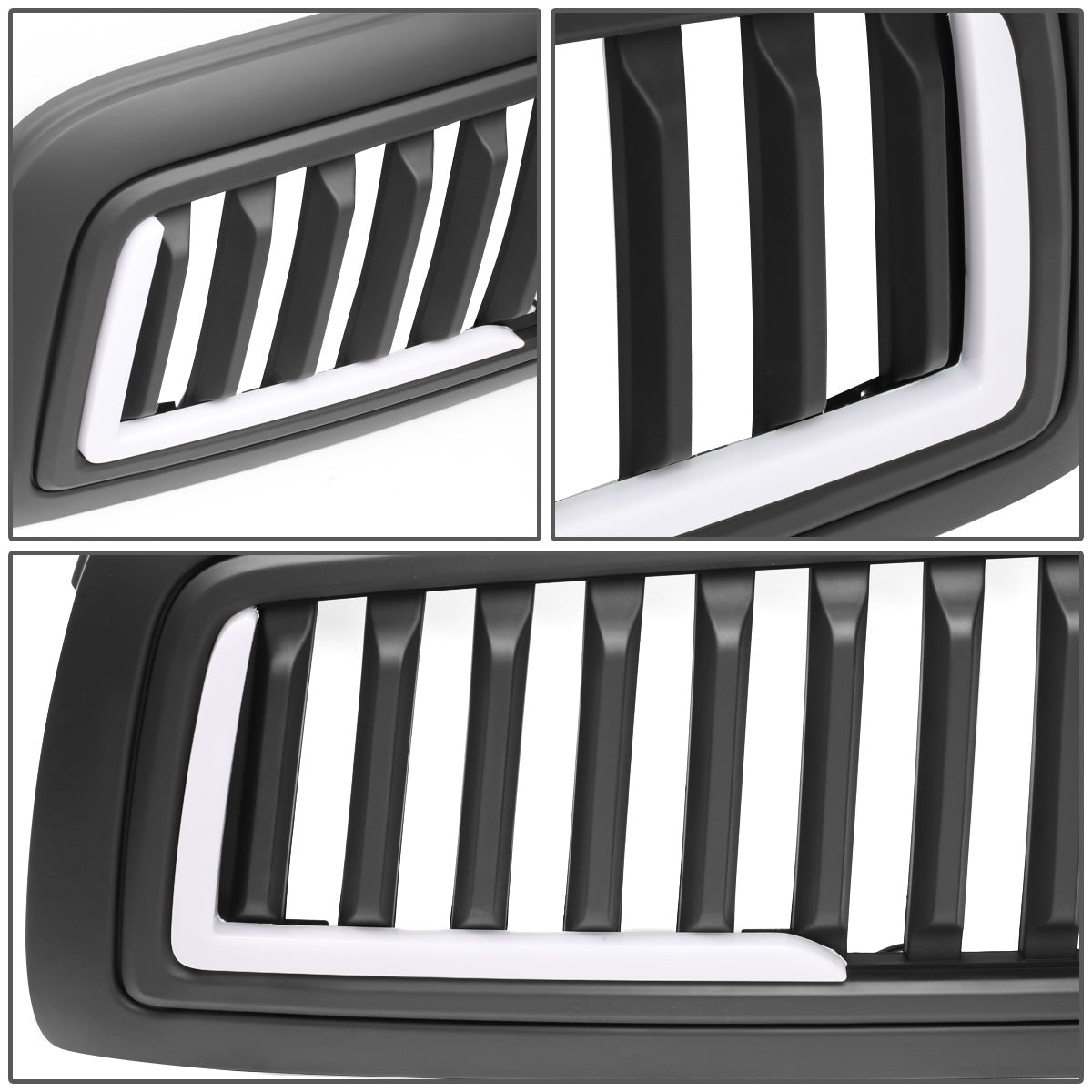 PARRILLA GRILLE - 09-12 DODGE RAM 1500 - VERTICAL FENCE STYLE - W/ LED DRL LIGHT - LED'S REQUIRE WIRING INTO EXISTING LIGHTING - MATTE BLACK
