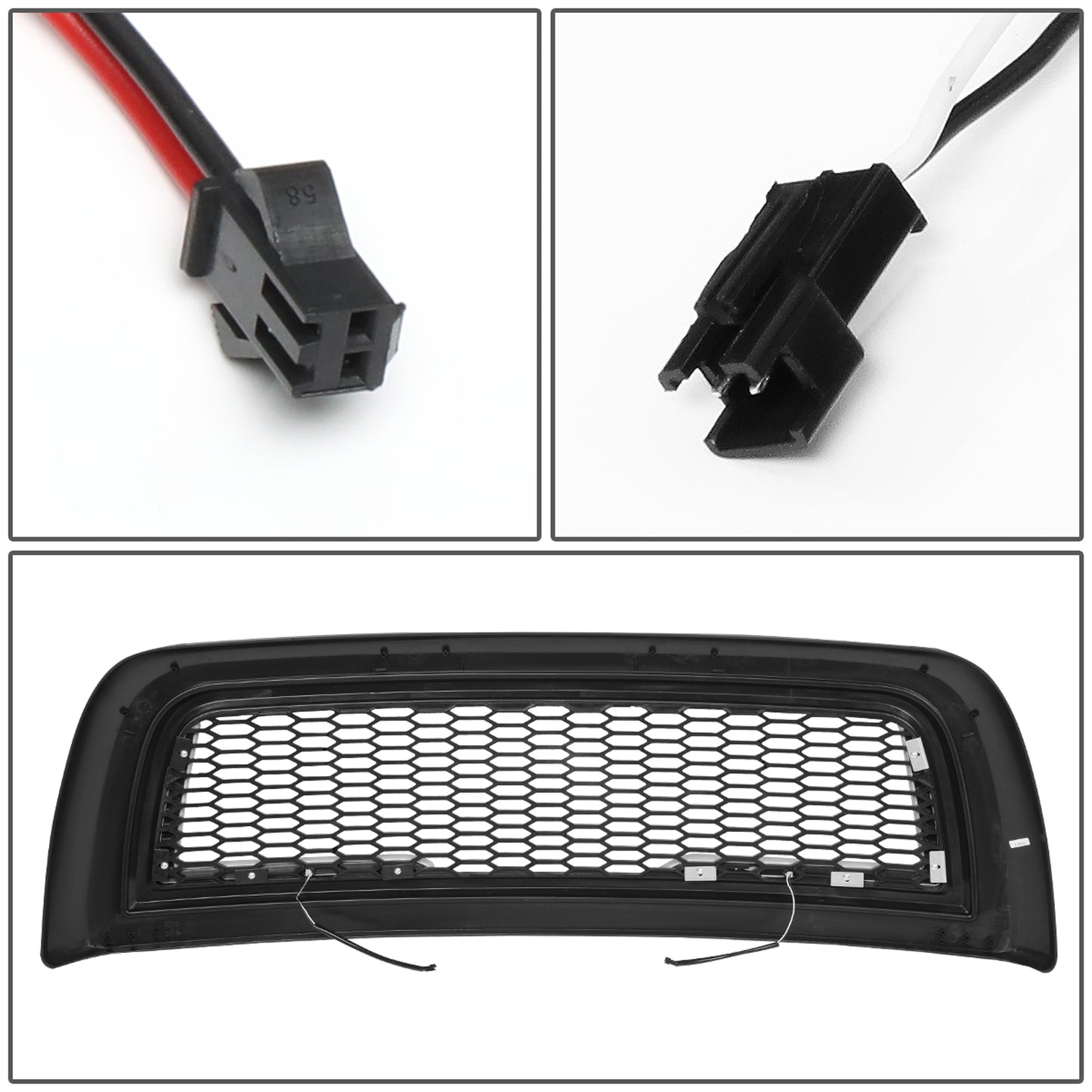 PARRILLA GRILLE - 10-18 DODGE RAM 2500, 3500 - HONEYCOMB MESH - W/ LED DRL LIGHT - LED'S REQUIRE WIRING INTO EXISTING LIGHTING - BLACK