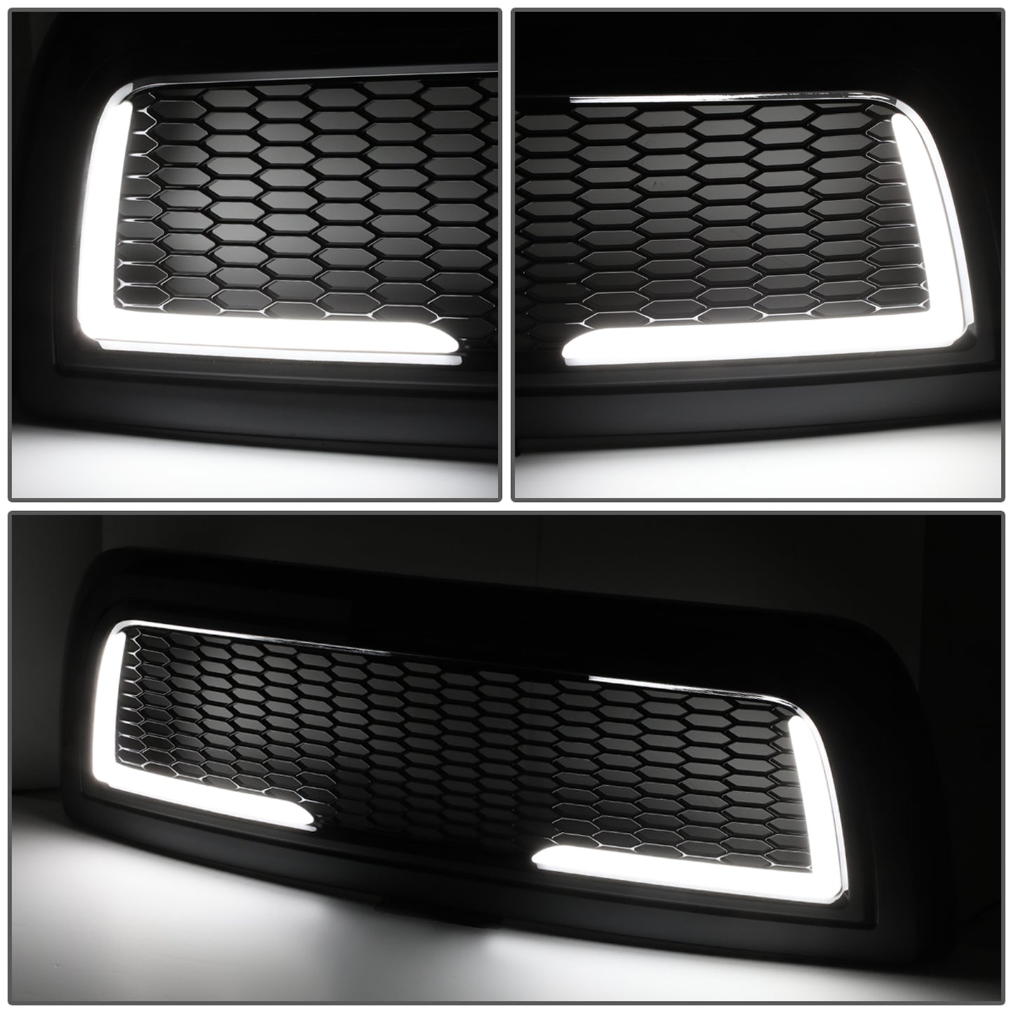 PARRILLA GRILLE - 10-18 DODGE RAM 2500, 3500 - HONEYCOMB MESH - W/ LED DRL LIGHT - LED'S REQUIRE WIRING INTO EXISTING LIGHTING - BLACK