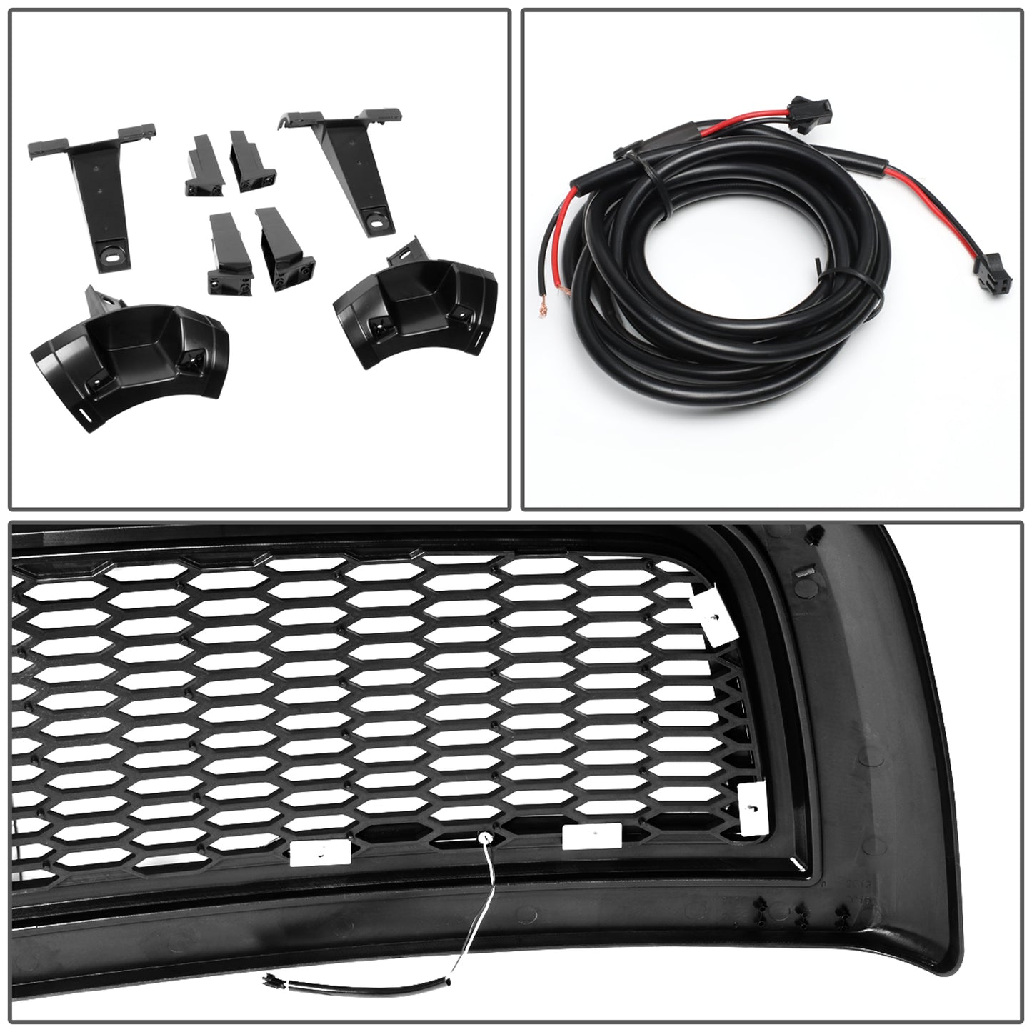 PARRILLA GRILLE - 10-18 DODGE RAM 2500, 3500 - HONEYCOMB MESH - W/ LED DRL LIGHT - LED'S REQUIRE WIRING INTO EXISTING LIGHTING - BLACK