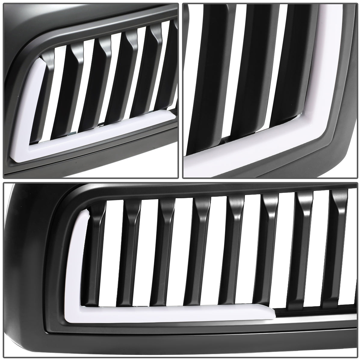PARRILLA GRILLE - 10-18 DODGE RAM 2500, 3500 - VERTICAL FENCE STYLE - W/ LED DRL LIGHT - LED'S REQUIRE WIRING INTO EXISTING LIGHTING - MATTE BLACK