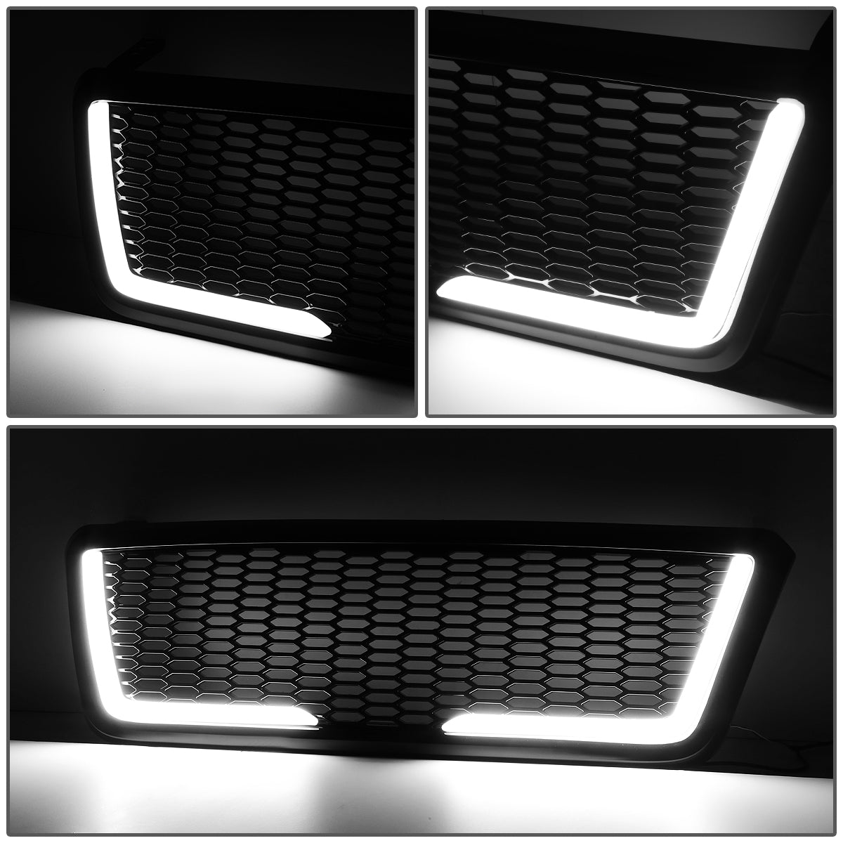 PARRILLA GRILLE - 04-08 FORD F-150 - HONEYCOMB MESH - W/ LED DRL LIGHT - LED'S REQUIRE WIRING INTO EXISTING LIGHTING - BLACK