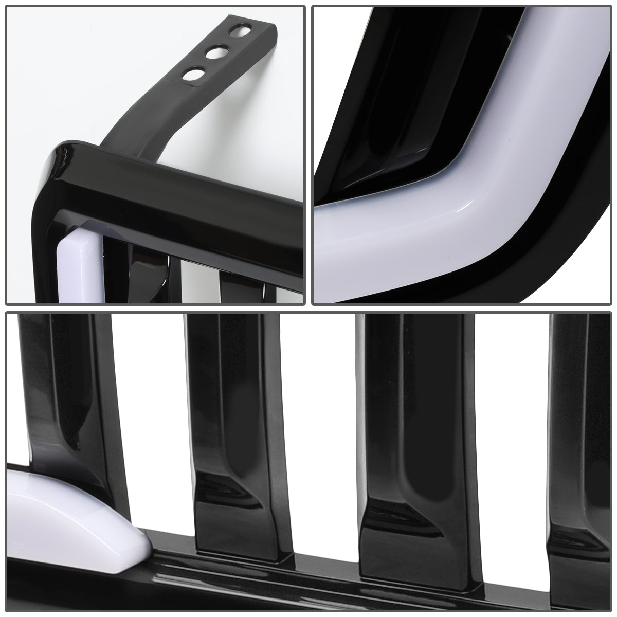 PARRILLA GRILLE - 04-08 FORD F-150 - VERTICAL FENCE STYLE - W/ LED DRL LIGHT - LED'S REQUIRE WIRING INTO EXISTING LIGHTING - BLACK