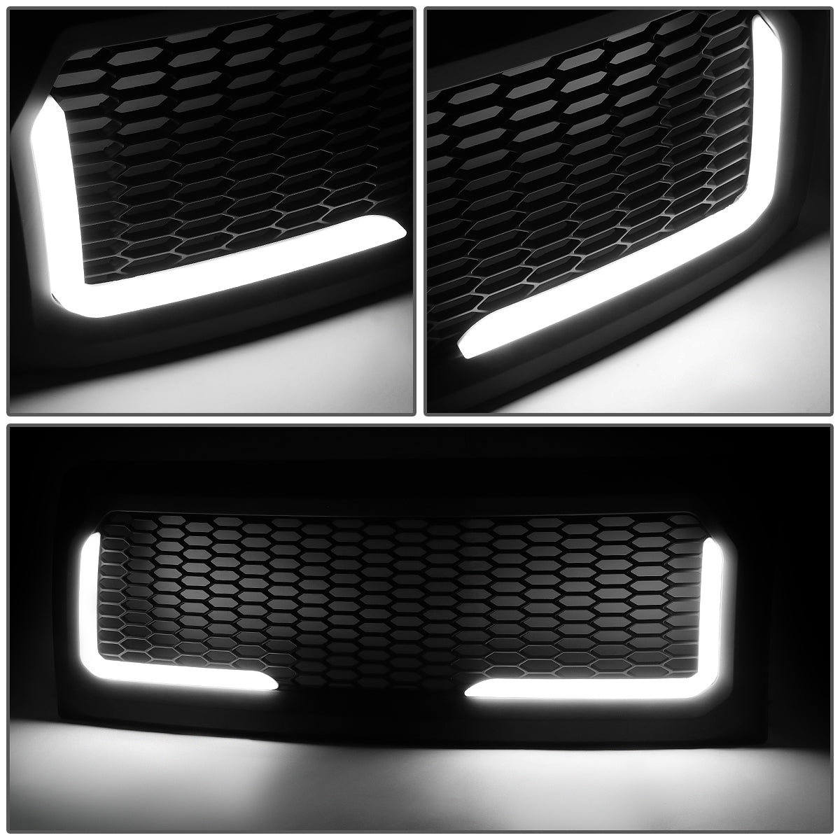 PARRILLA GRILLE - 09-14 FORD F-150 - HONEYCOMB MESH - W/ LED DRL LIGHT - LED'S REQUIRE WIRING INTO EXISTING LIGHTING - MATTE BLACK