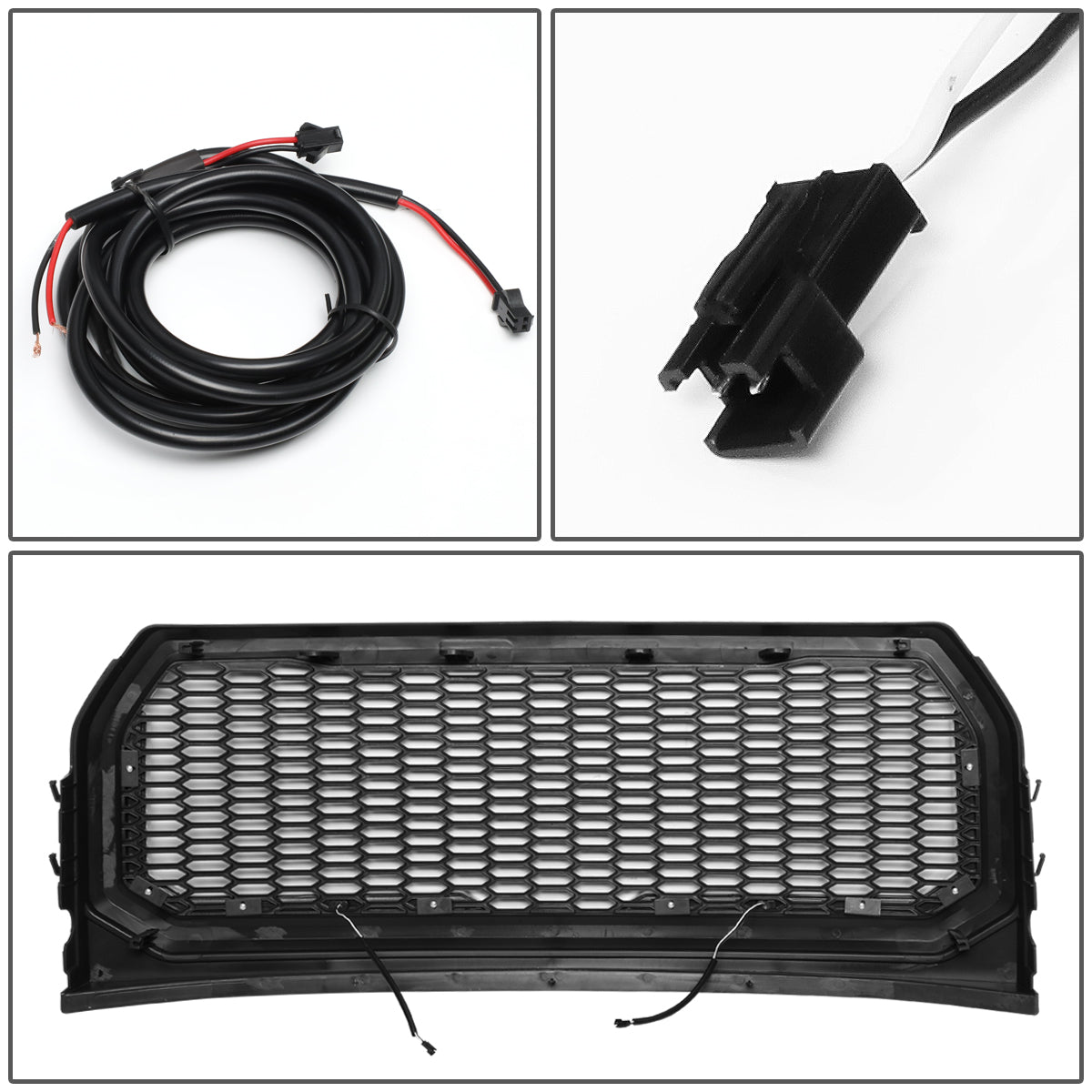 PARRILLA GRILLE - 15-17 FORD F-150 - HONEYCOMB MESH - W/ LED DRL LIGHT - LED'S REQUIRE WIRING INTO EXISTING LIGHTING - BLACK