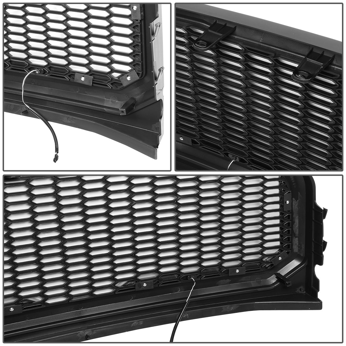 PARRILLA GRILLE - 15-17 FORD F-150 - HONEYCOMB MESH - W/ LED DRL LIGHT - LED'S REQUIRE WIRING INTO EXISTING LIGHTING - BLACK