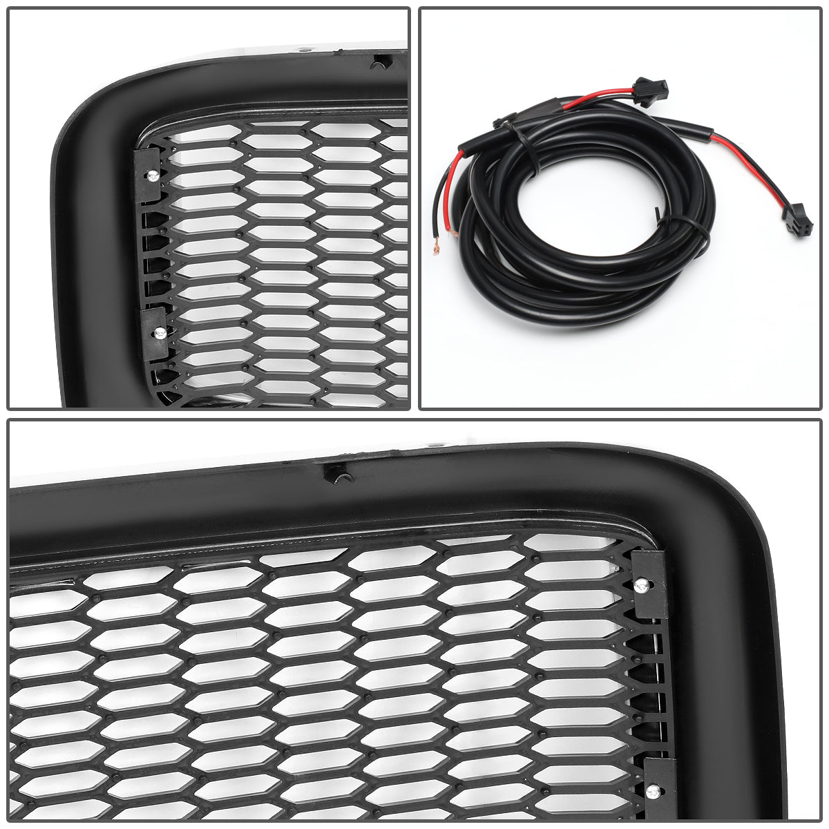 PARRILLA GRILLE - 99-04 FORD F-250, F-350, F-450, F-550 - HONEYCOMB MESH - W/ LED DRL LIGHT - LED'S REQUIRE WIRING INTO EXISTING LIGHTING - BLACK