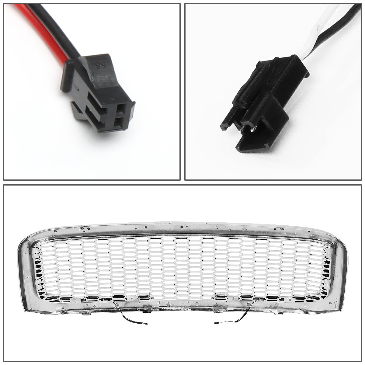 PARRILLA GRILLE - 99-04 FORD F-250, F-350, F-450, F-550 - HONEYCOMB MESH - W/ LED DRL LIGHT - LED'S REQUIRE WIRING INTO EXISTING LIGHTING - CHROME