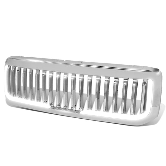 PARRILLA GRILLE - 99-04 FORD F-250, F-350, F-450, F-550 - VERTICAL FENCE STYLE - W/ LED DRL LIGHT - LED'S REQUIRE WIRING INTO EXISTING LIGHTING - CHROME