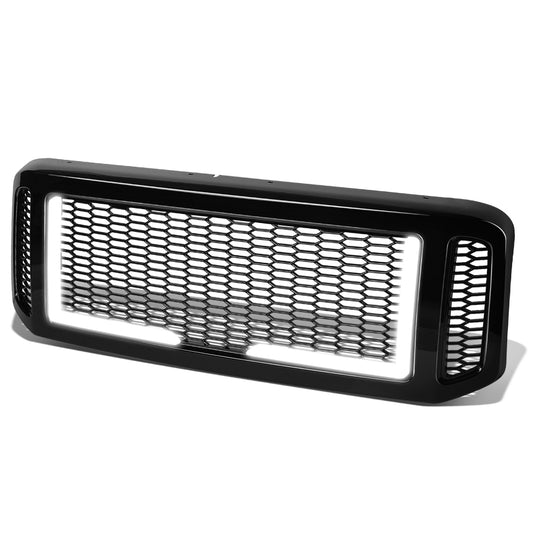 PARRILLA GRILLE - 05-07 FORD F-250, F-350, F-450, F-550 / 2005 FORD EXCURSION - HONEYCOMB MESH - W/ LED DRL LIGHT - LED'S REQUIRE WIRING INTO EXISTING LIGHTING - BLACK