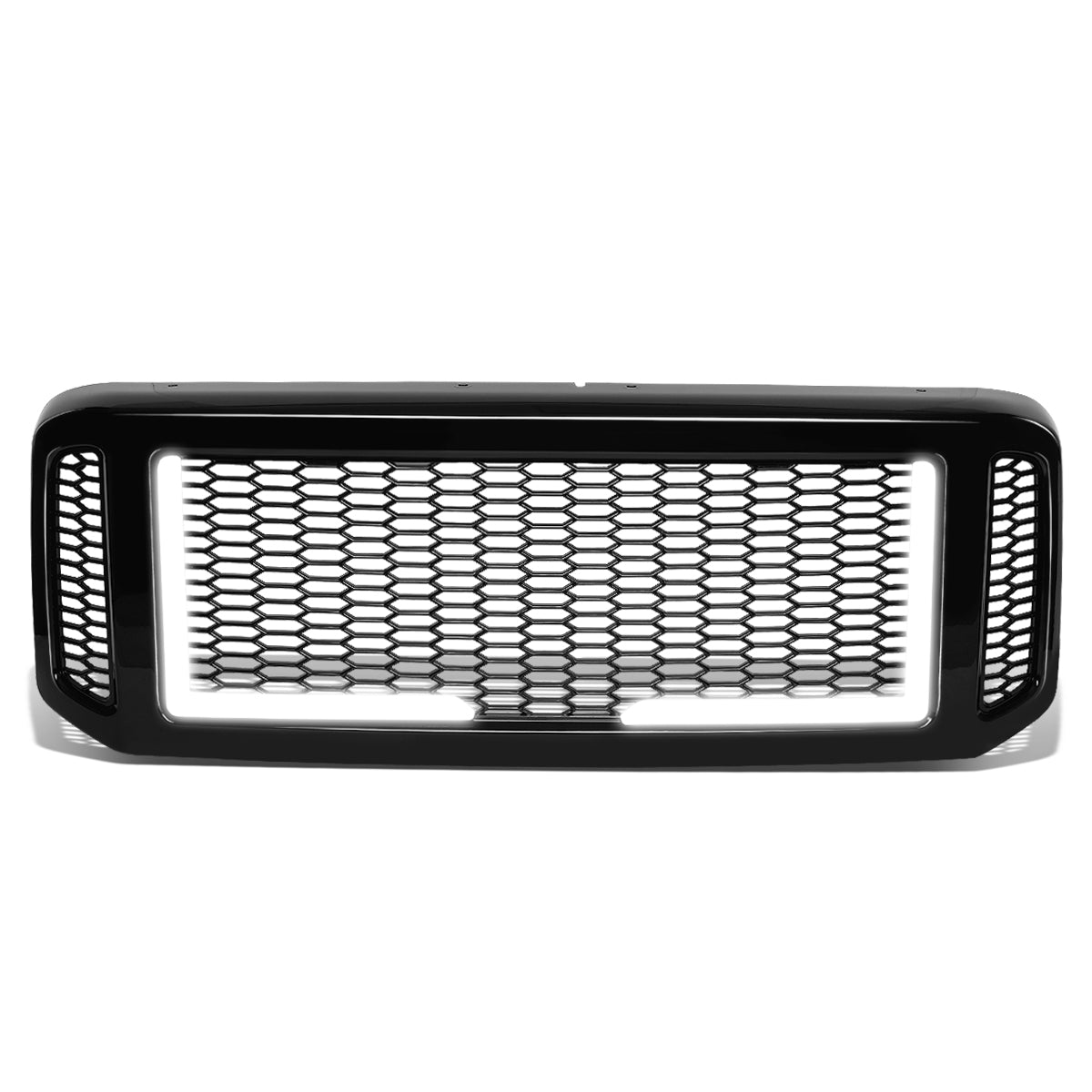 PARRILLA GRILLE - 05-07 FORD F-250, F-350, F-450, F-550 / 2005 FORD EXCURSION - HONEYCOMB MESH - W/ LED DRL LIGHT - LED'S REQUIRE WIRING INTO EXISTING LIGHTING - BLACK