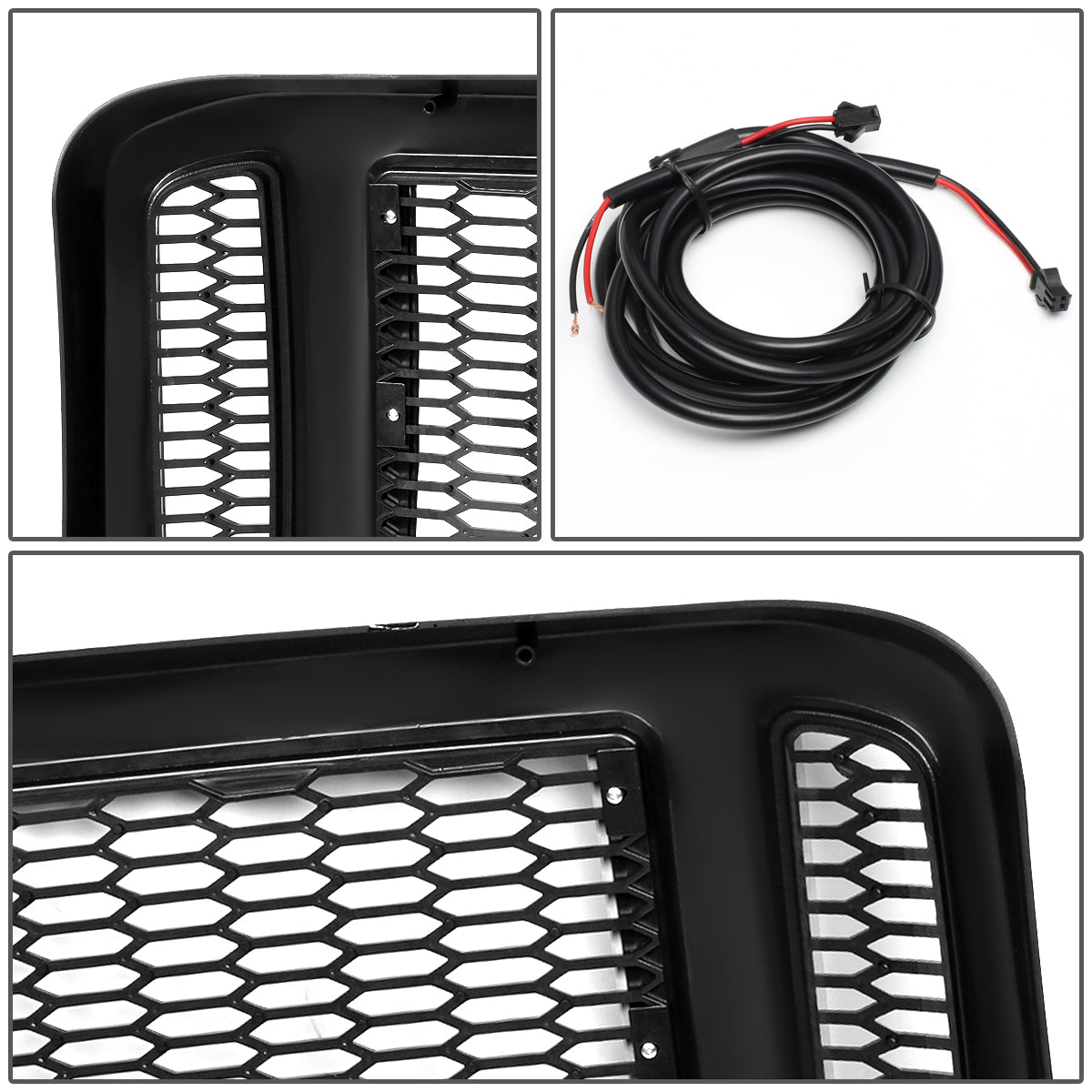 PARRILLA GRILLE - 05-07 FORD F-250, F-350, F-450, F-550 / 2005 FORD EXCURSION - HONEYCOMB MESH - W/ LED DRL LIGHT - LED'S REQUIRE WIRING INTO EXISTING LIGHTING - BLACK