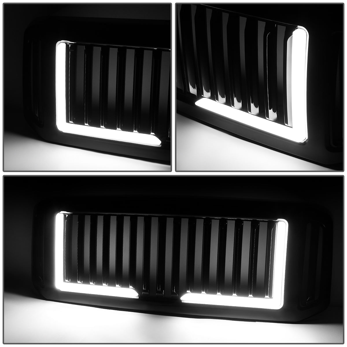 PARRILLA GRILLE - 05-07 FORD F-250, F-350, F-450, F-550 / 2005 FORD EXCURSION - VERTICAL FENCE STYLE - W/ LED DRL LIGHT - LED'S REQUIRE WIRING INTO EXISTING LIGHTING - BLACK