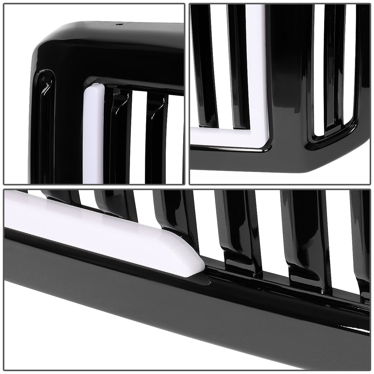 PARRILLA GRILLE - 05-07 FORD F-250, F-350, F-450, F-550 / 2005 FORD EXCURSION - VERTICAL FENCE STYLE - W/ LED DRL LIGHT - LED'S REQUIRE WIRING INTO EXISTING LIGHTING - BLACK