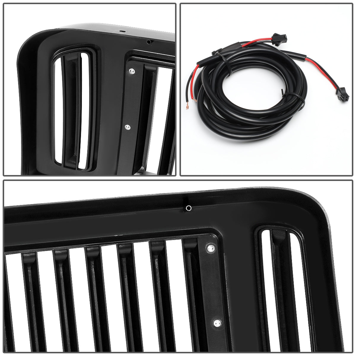 PARRILLA GRILLE - 05-07 FORD F-250, F-350, F-450, F-550 / 2005 FORD EXCURSION - VERTICAL FENCE STYLE - W/ LED DRL LIGHT - LED'S REQUIRE WIRING INTO EXISTING LIGHTING - BLACK