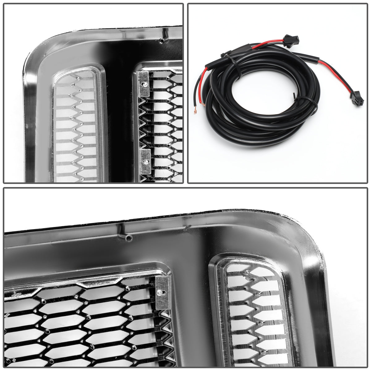 PARRILLA GRILLE - 05-07 FORD F-250, F-350, F-450, F-550 / 2005 FORD EXCURSION - HONEYCOMB MESH - W/ LED DRL LIGHT - LED'S REQUIRE WIRING INTO EXISTING LIGHTING - CHROME