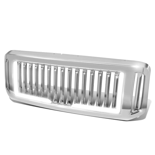 PARRILLA GRILLE - 05-07 FORD F-250, F-350, F-450, F-550 / 2005 FORD EXCURSION - VERTICAL FENCE STYLE - W/ LED DRL LIGHT - LED'S REQUIRE WIRING INTO EXISTING LIGHTING - CHROME